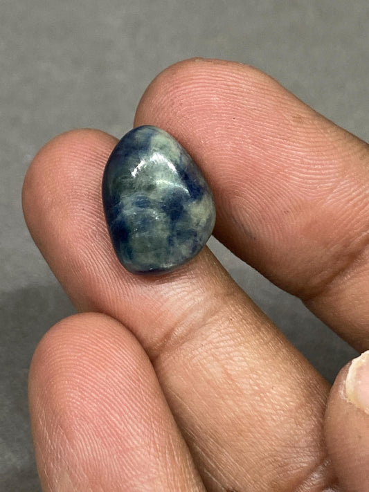 Stunning extremely rare Natural designer blue yellow sapphire nugget smooth wt 14 carats size 16x11mm unheated sheen blue sapphire designer