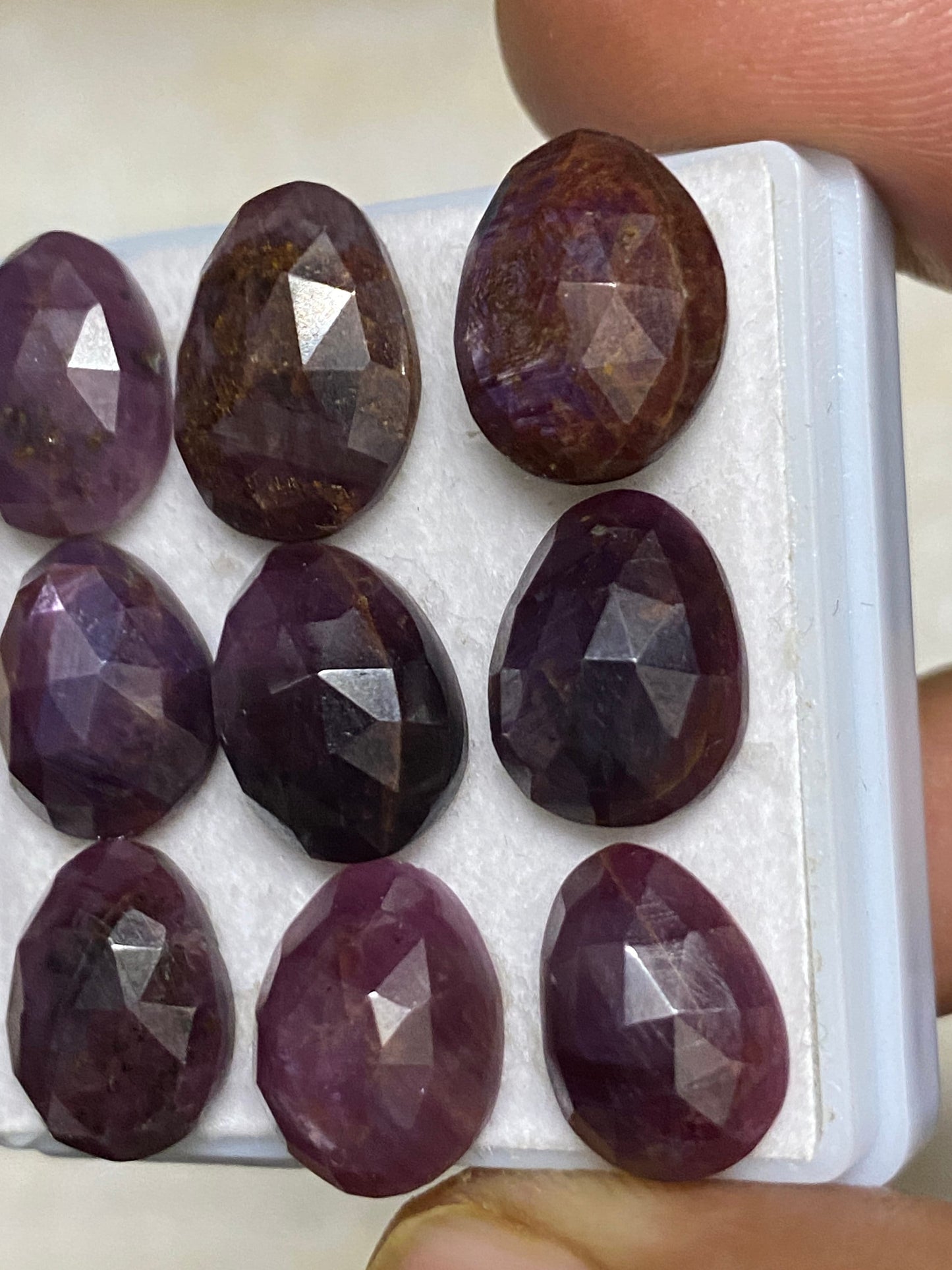 Appealing  rare sheen sapphire rosecut egg shape mix quality wt 61 cts pcs 9 size 13x10-15x11mm amazing fire sheen sapphire rosecuts