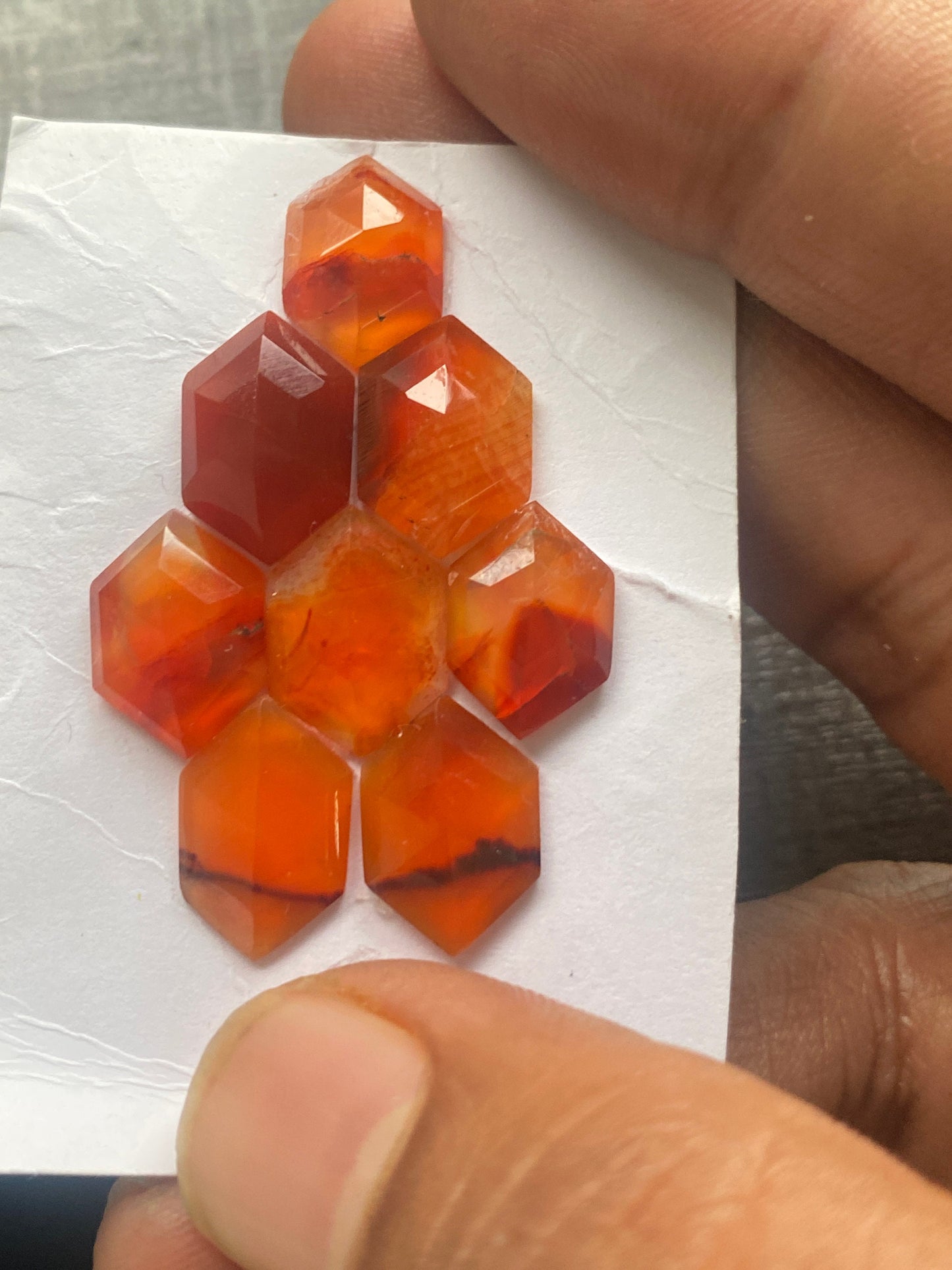 Marvellous carnelian hexagon step cuts wt 25 carats  pcs 8 size 14x10mm Carnelian  stepcut hexagons