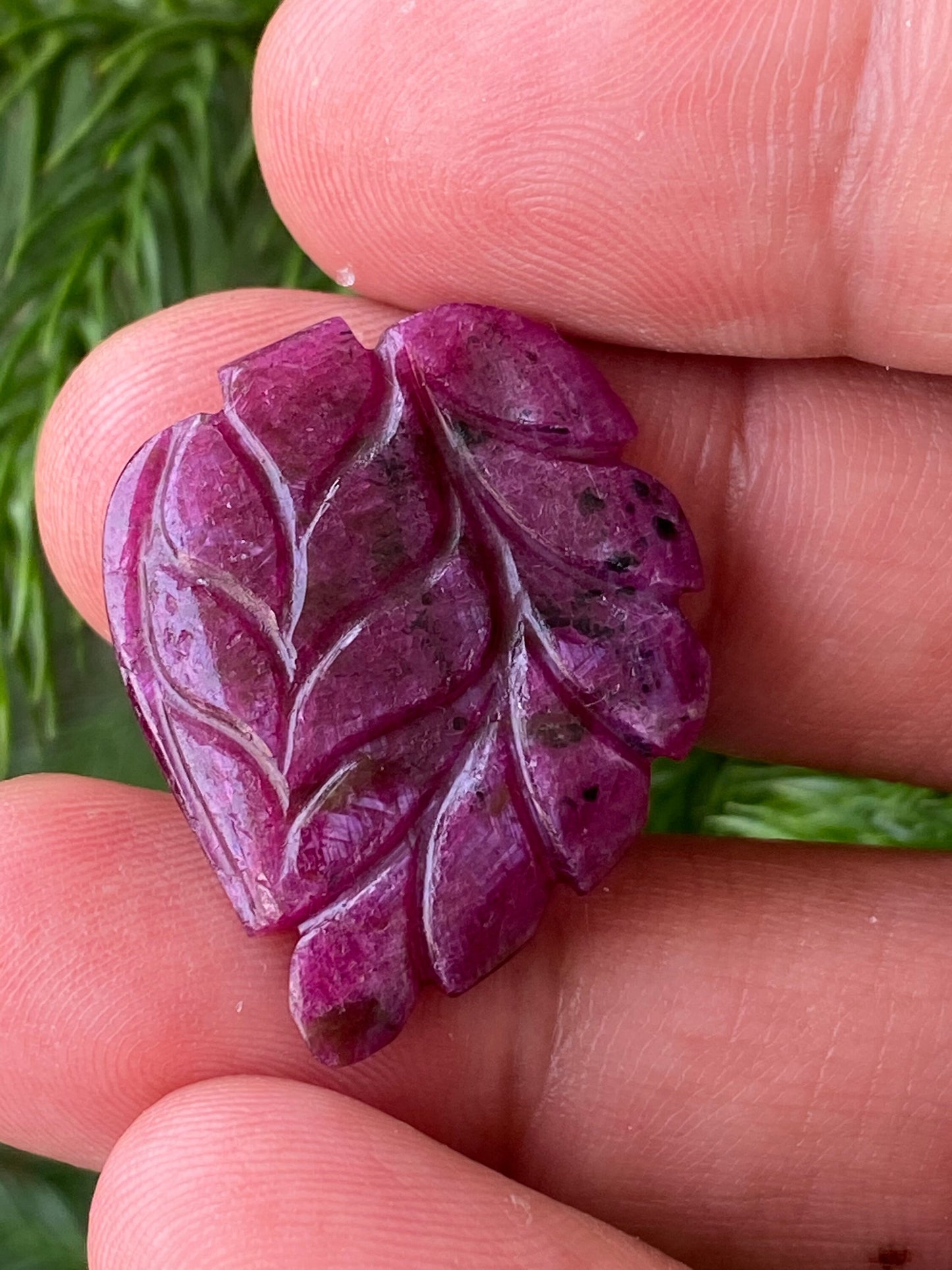 Gorgeous very rare huge size natural ruby handmade flower carving weight 24 carats size 31x24mm ideal for pendant ruby leaf carving