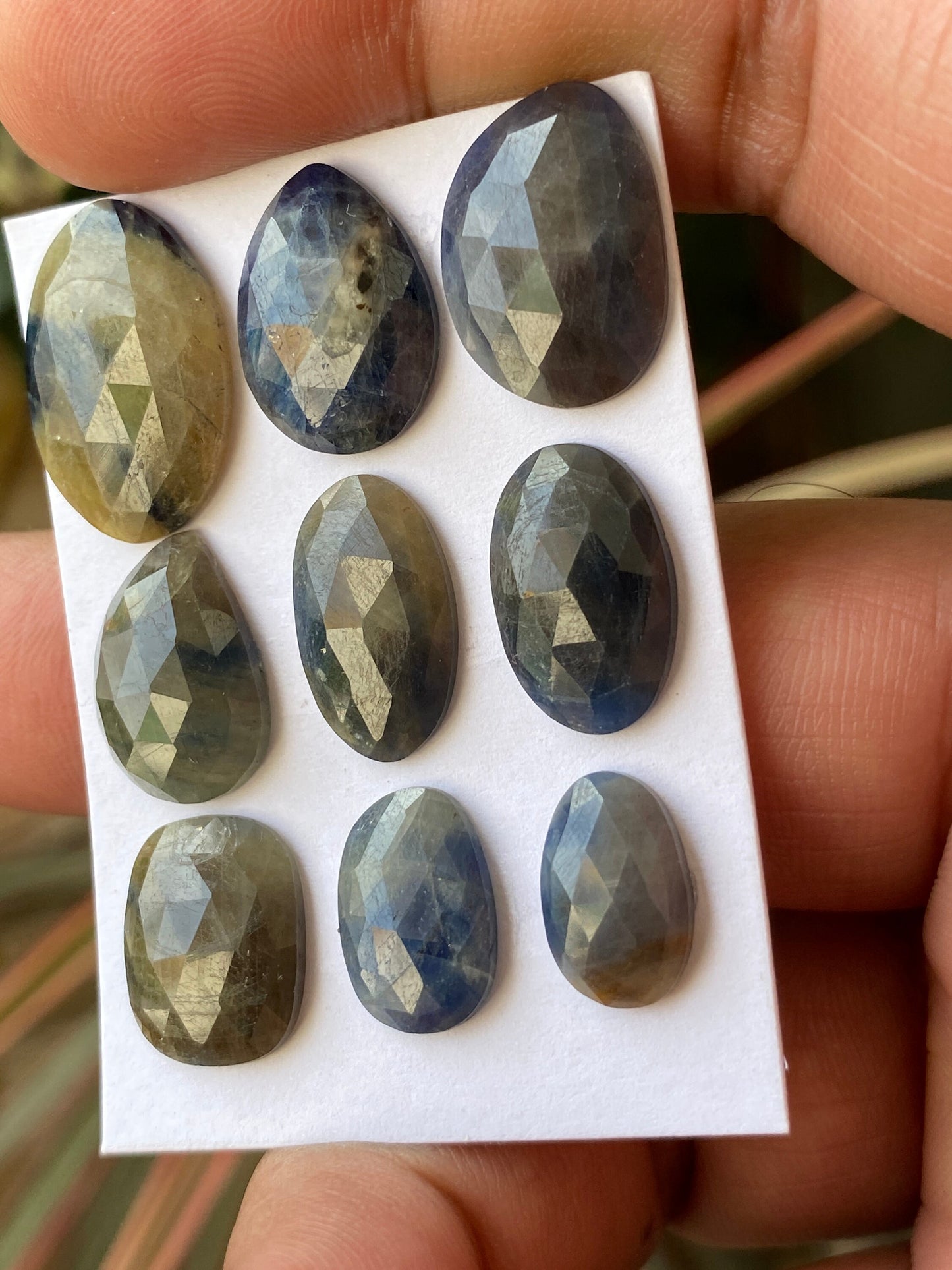 Very rare Elegant bi color sapphire rosecut lot blue yellow grey weight 50 carats pcs 9 size 12.5x8.1mm-19.6x13.3mm Bicolor sapphire rosecut