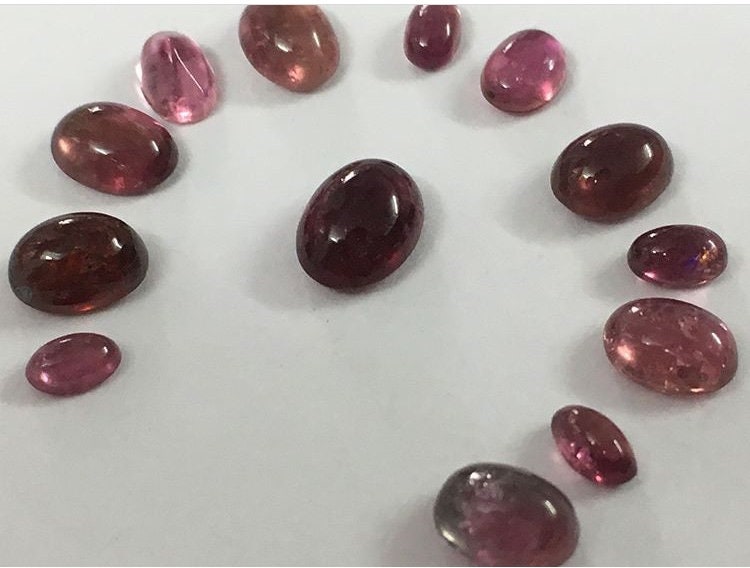 Tourmaline pink cabochons wholesale lot 9.95 carats size 4.7x3mm to 8.2x6.2mm tourmaline pink cabochon