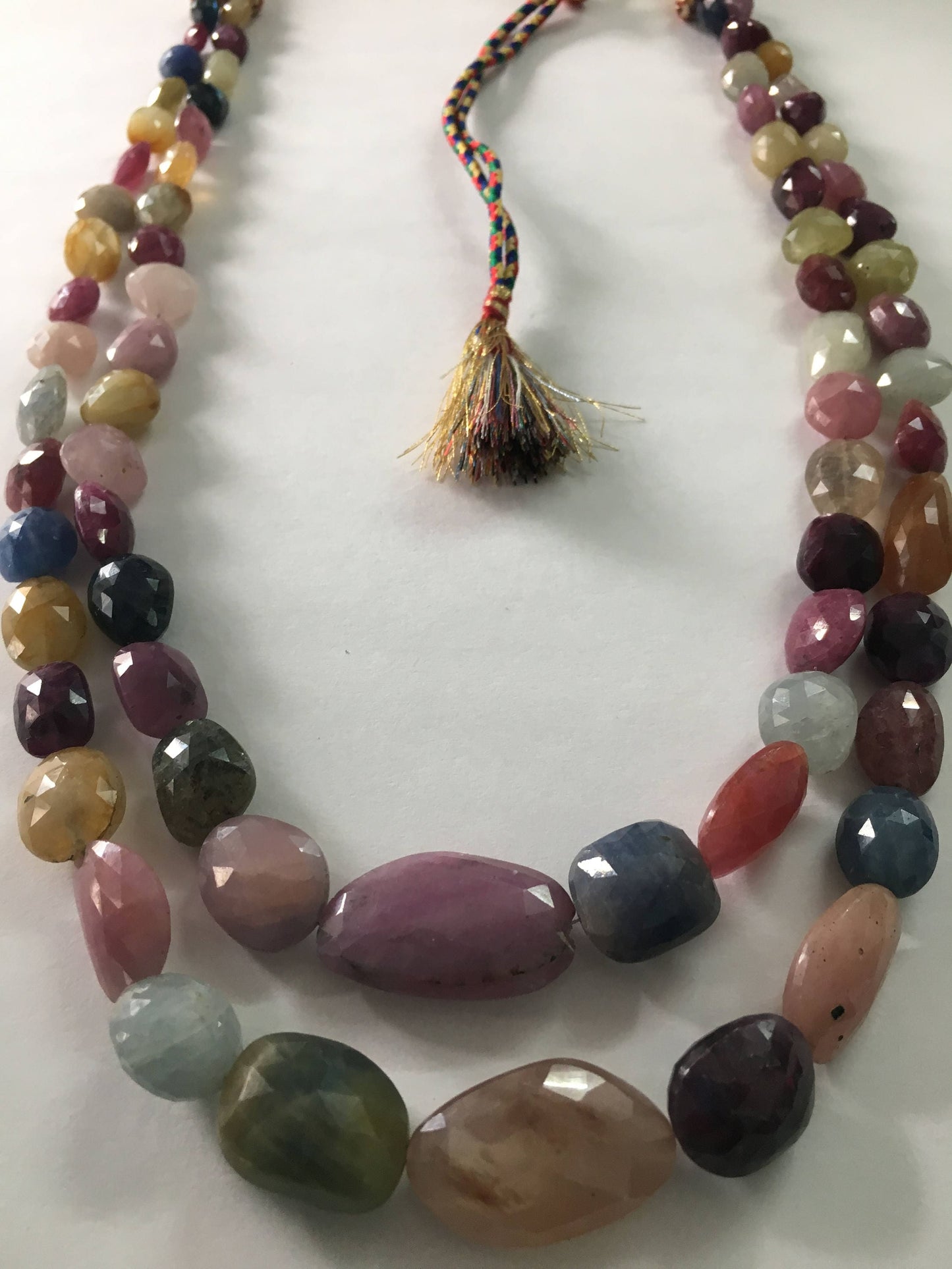 Very Rare multi sapphire faceted nuggets wt 809 carats length 17-20 inches size 10.4 x8mm to 22x16mm beautiful rare multi sapphire necklace