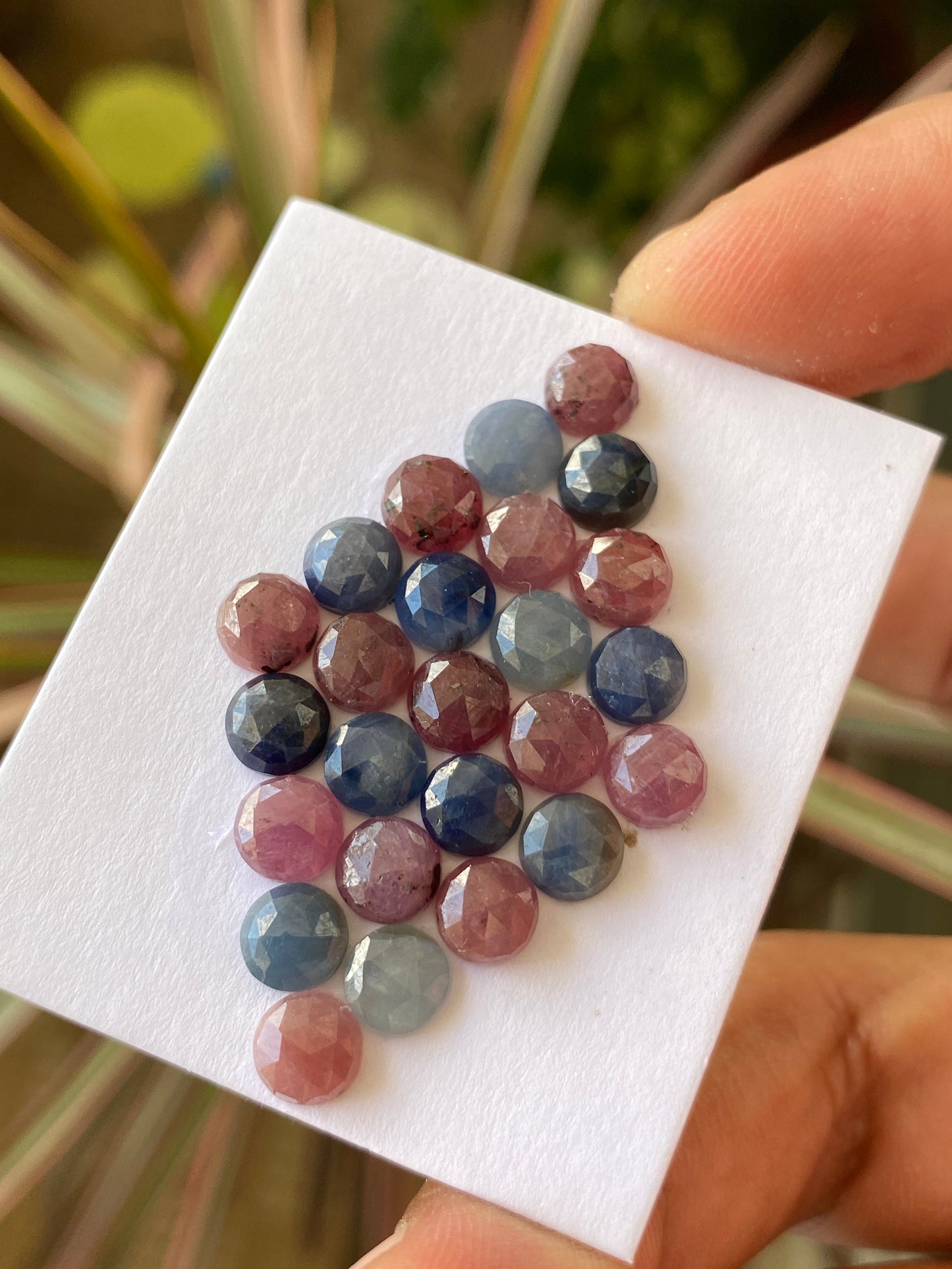 Beautiful  Rare red blue sapphire round rosecut size  6.1-6.2mm weight 31 carats pcs 25 blue red orangish sapphire rosecut round shape