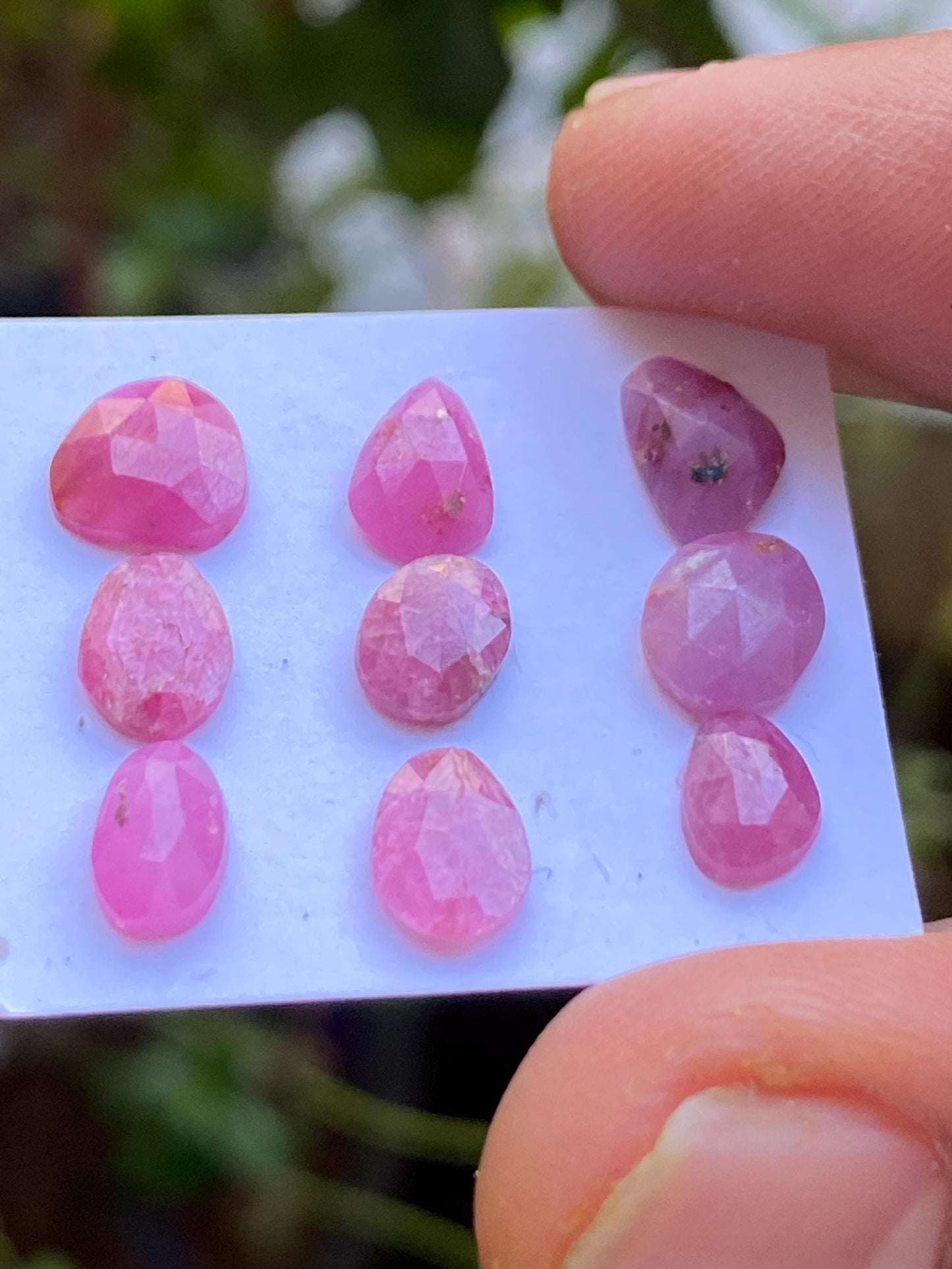 Ravishing Rare mozambique mines ruby pear rose cut wt 10.85 cts  pcs 9 size 6x4mm-7.8x6mm ruby pear rosecut flatbacks