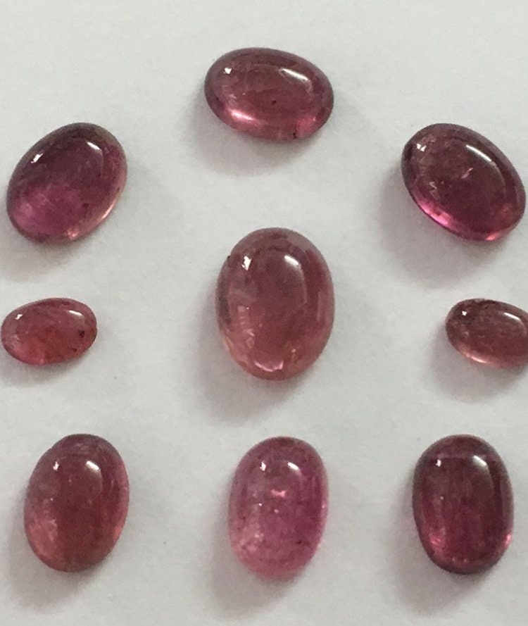 Natural pink tourmaline cabochons fine quality 7.15 carats size 5x3.3 mm to 8x6.1mm