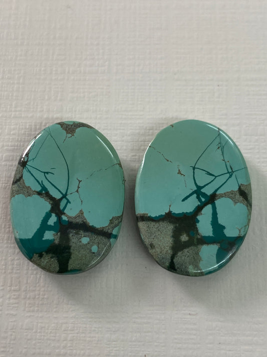 Mesmerising  Rare Turquoise pair  natural hubei mines rare pattern smooth turquoise pcs 2 wt 33 cts size 23x17mm turquoise earrings supply