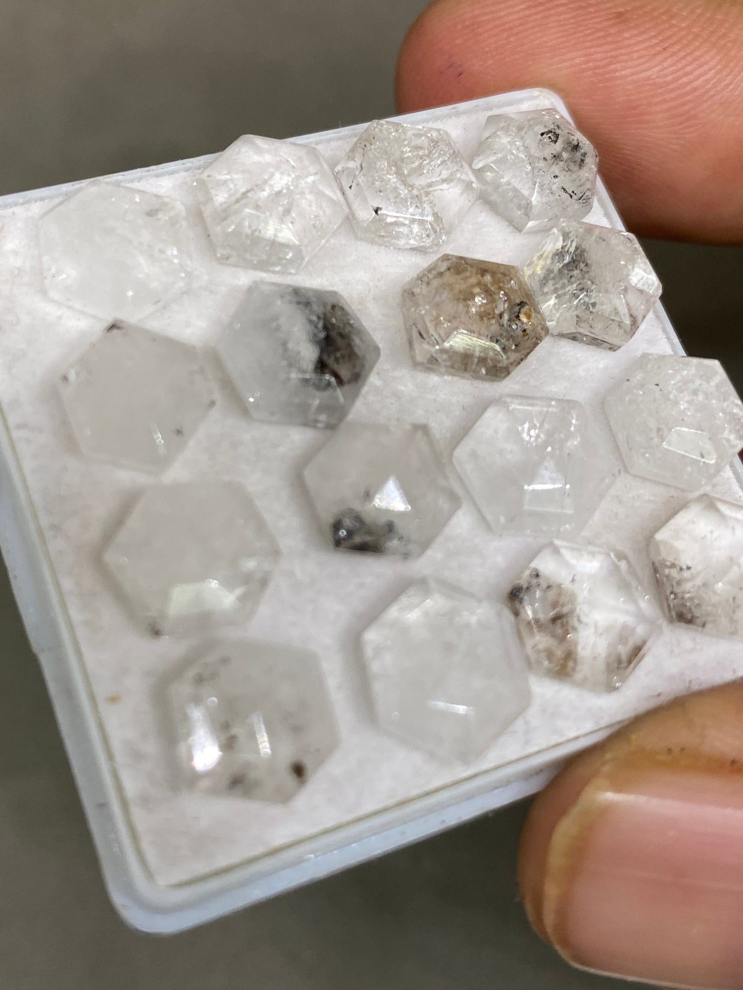 Herkimer diamond hexagon rosecut gems herkimer diamond  pieces 16 weight 28 cts size 7mm-7.7mm herkimer diamond