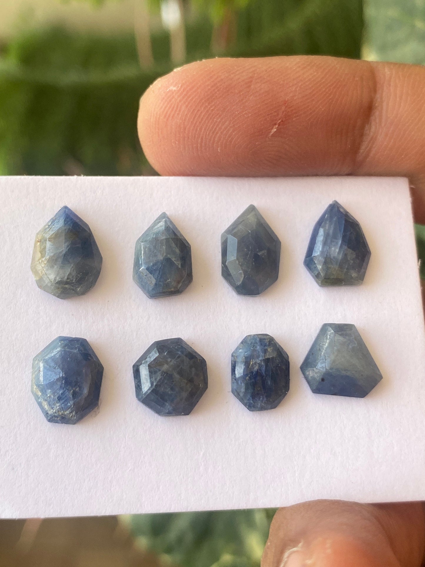 Beautiful Rare blue sapphire geometric quad pent step cut wt 26 cts pcs 8 size 9x7-11x8mm blue sapphire stepcut hexagon geometric  flatback