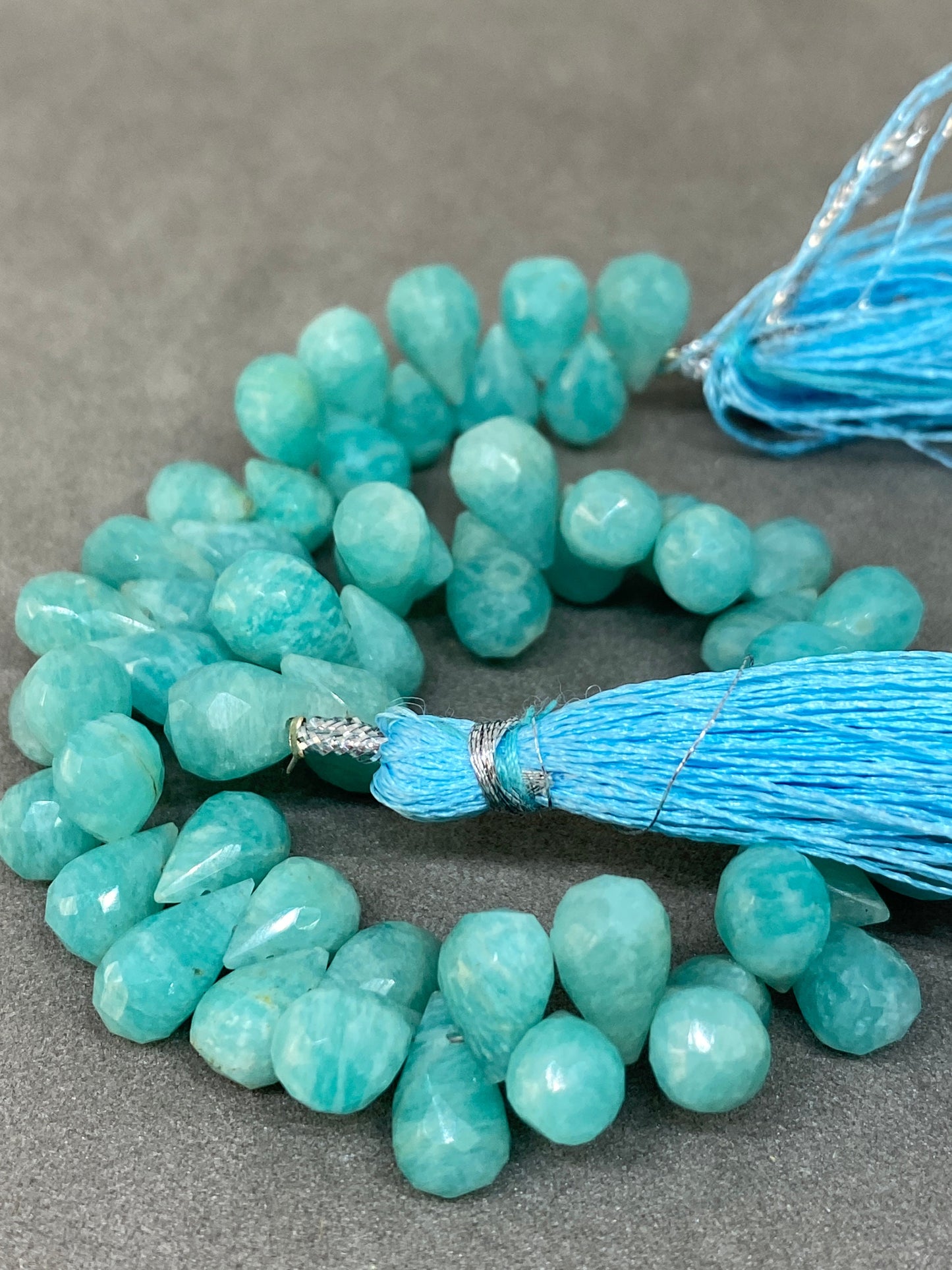 Stunning amazonite faceted drop briolette 8 inches wt 137 cts pcs 56 size 8.8x6mm-13x6.8mm faceted Amazonite drop briolette