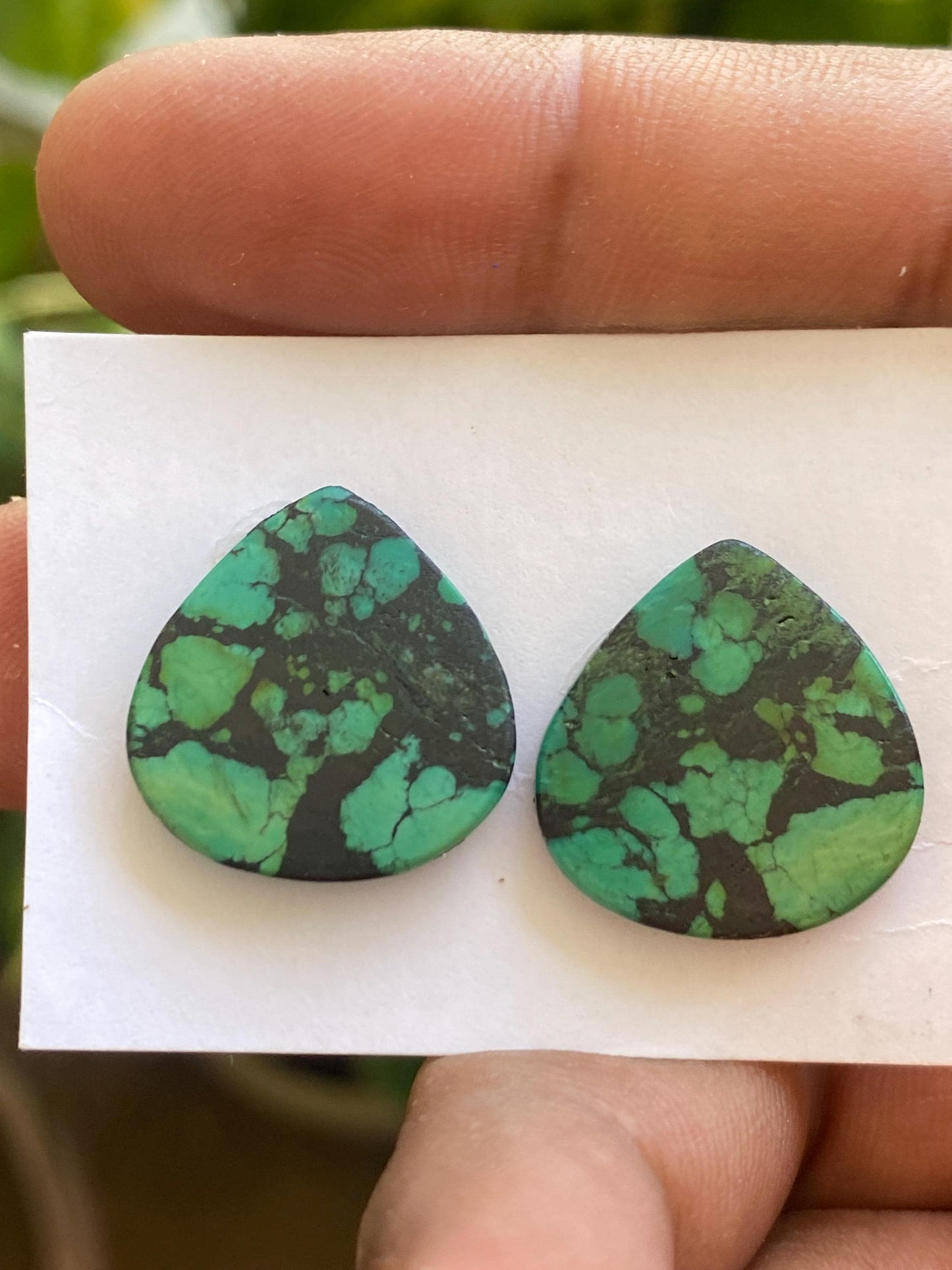 Turquoise pair big natural hubei mines stunning pattern  smooth turquoise pcs 2 wt 17.40 carats big size 20x19mm turquoise earrings supply