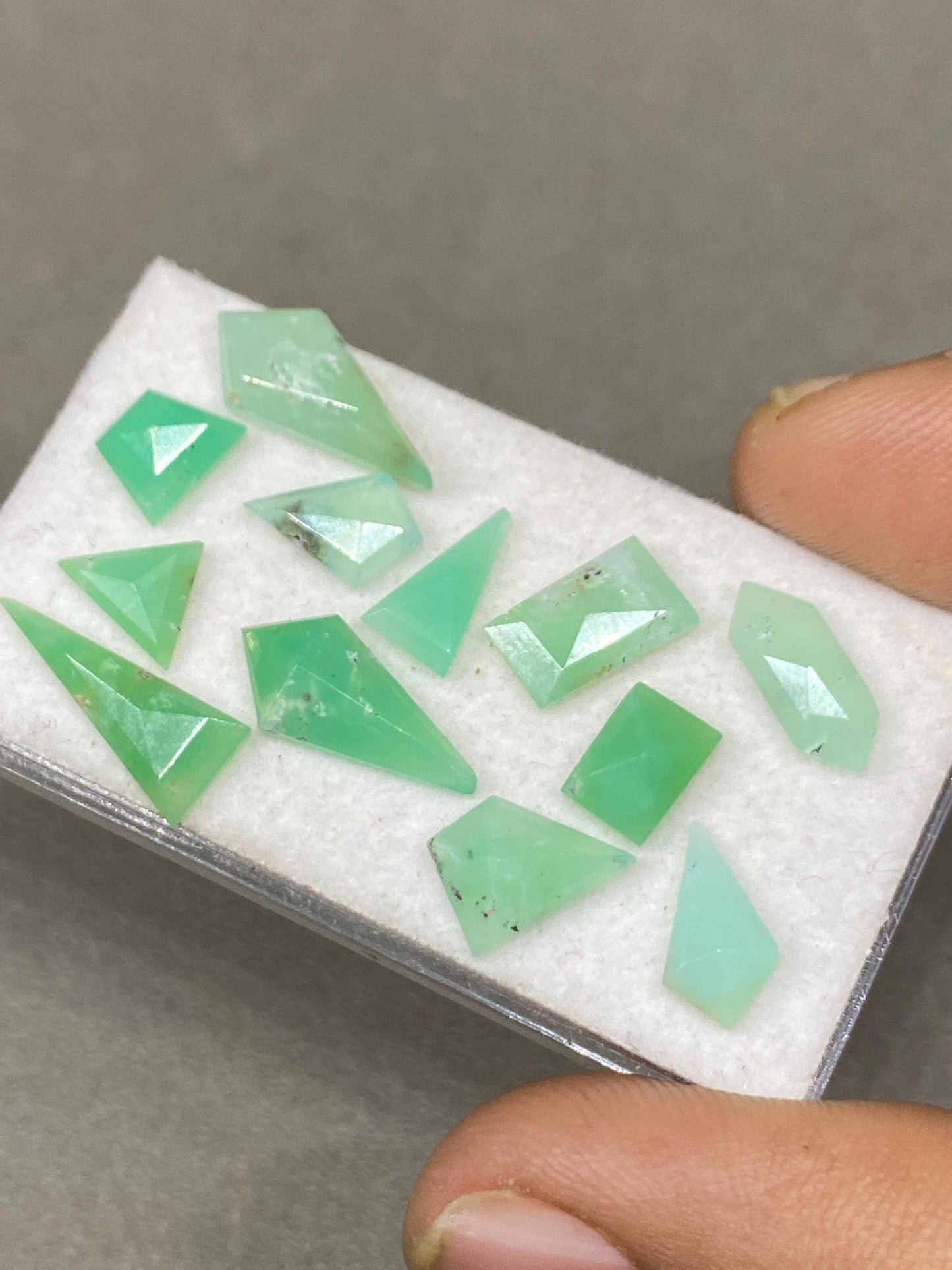 Dazzling chrysoprase  Geometric stepcut wholesale lot Pcs 12 weight 13.25 carats size 8mm-16x7mm  chrysoprase stepcut