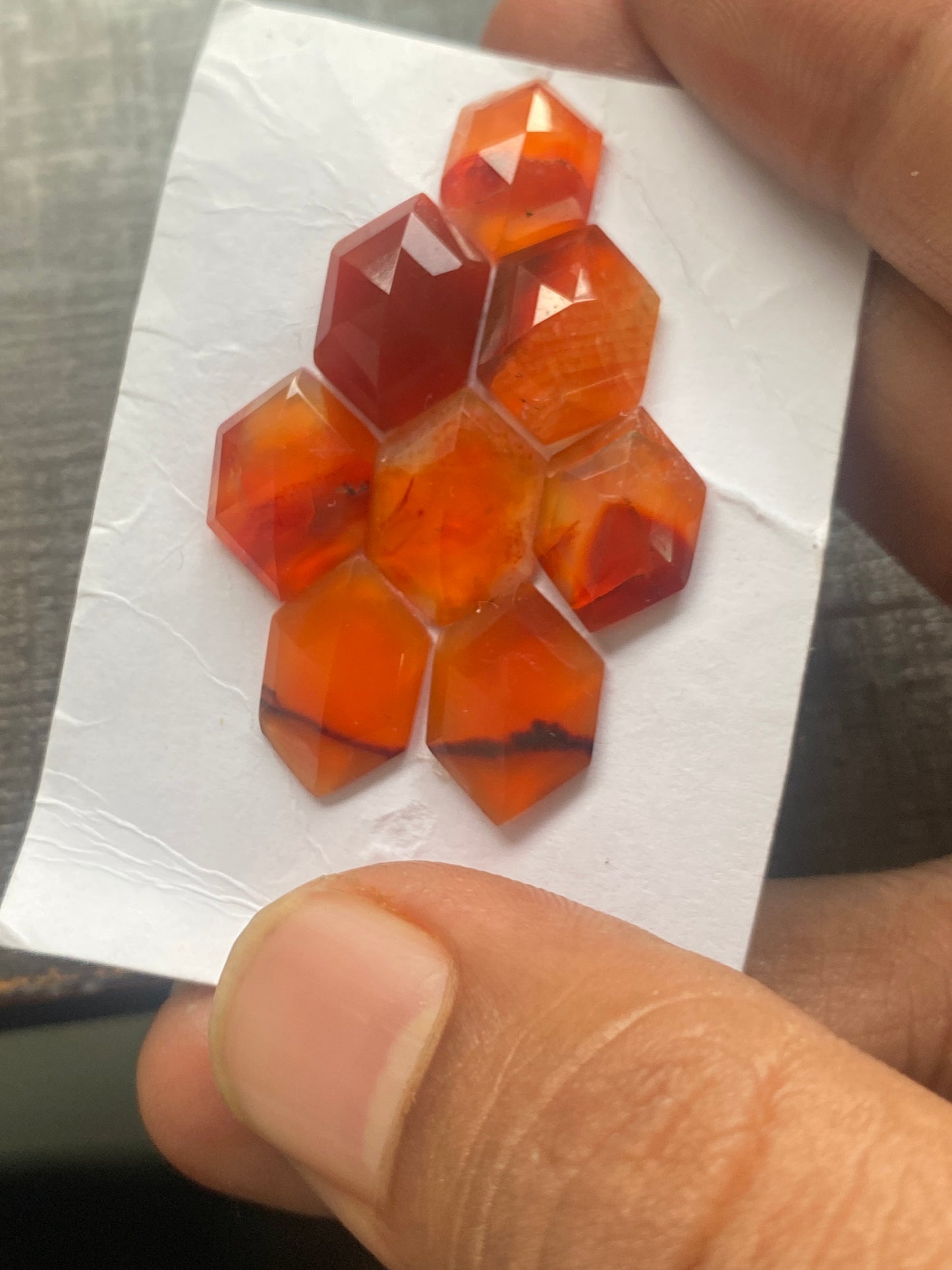 Marvellous carnelian hexagon step cuts wt 25 carats  pcs 8 size 14x10mm Carnelian  stepcut hexagons