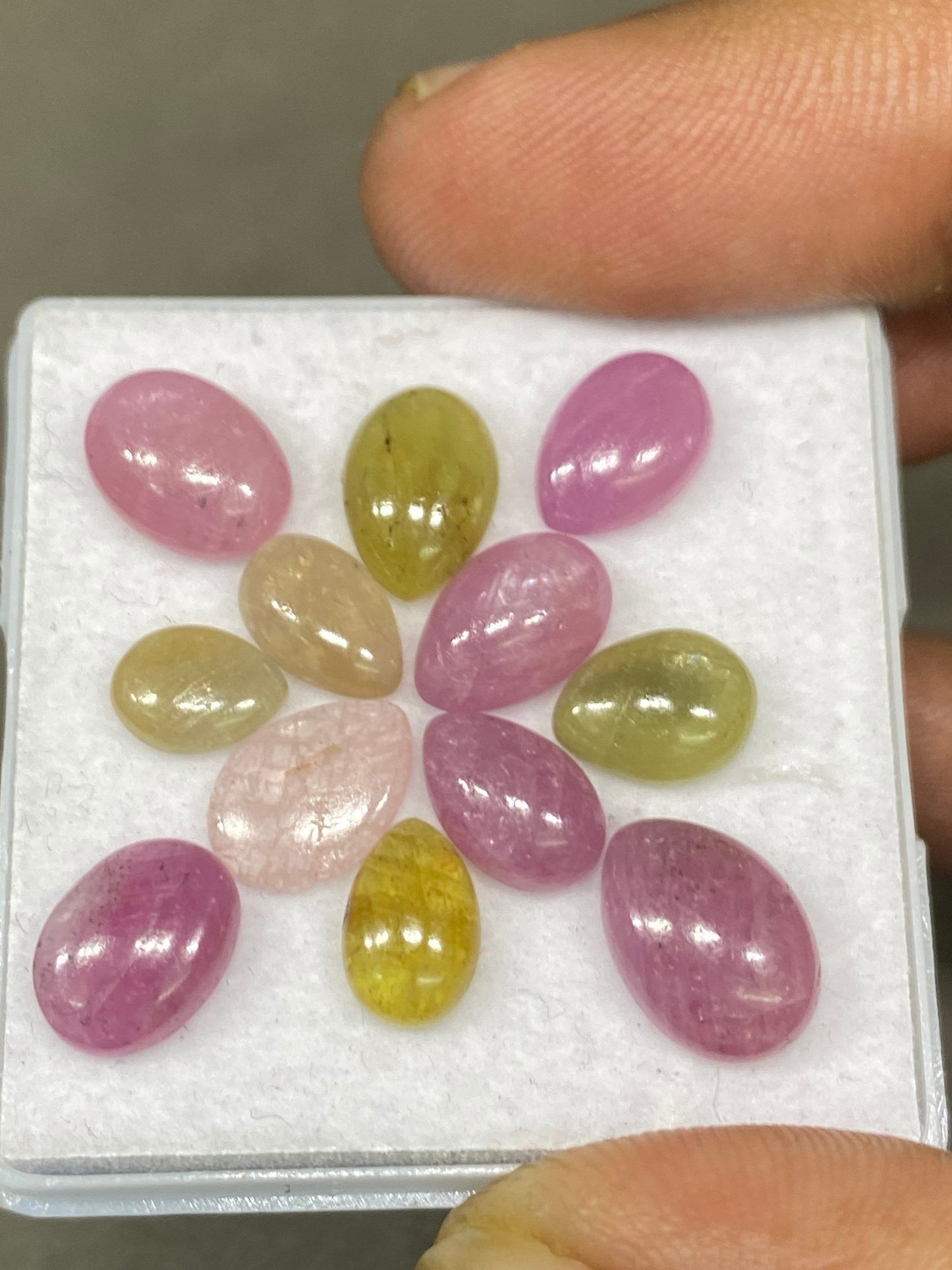 Rare natural umba multi sapphire pear cabochons beautiful lot lovely size 7.8x6-11.7x8.4mm weight 28.60 carats pcs 12 colorful sapphire