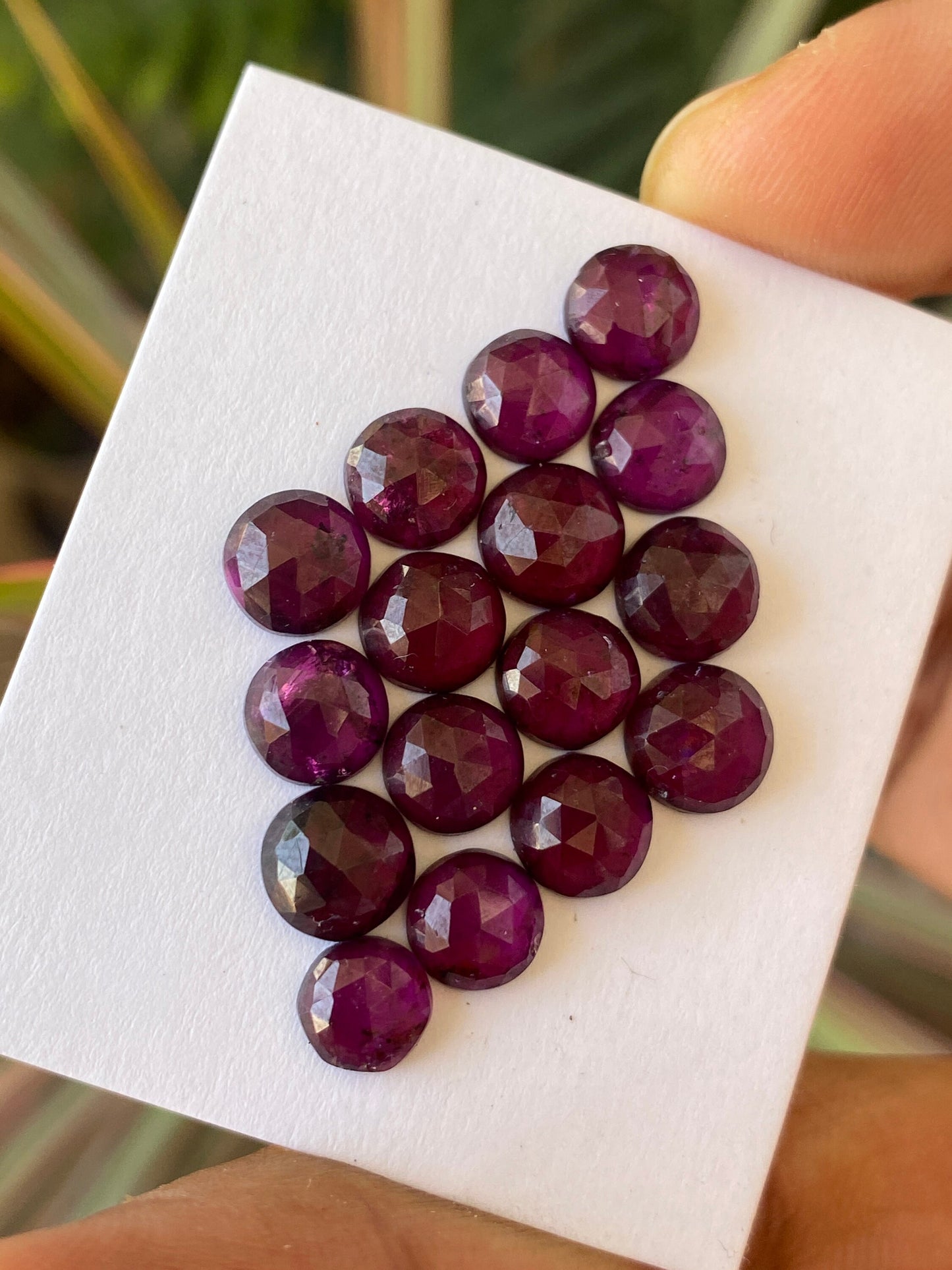 Gorgeous rare  Rhodolite garnet round shape rosecut weight 29 carats pcs 16 size 6.5mm-7.5mm round rosecut garnet