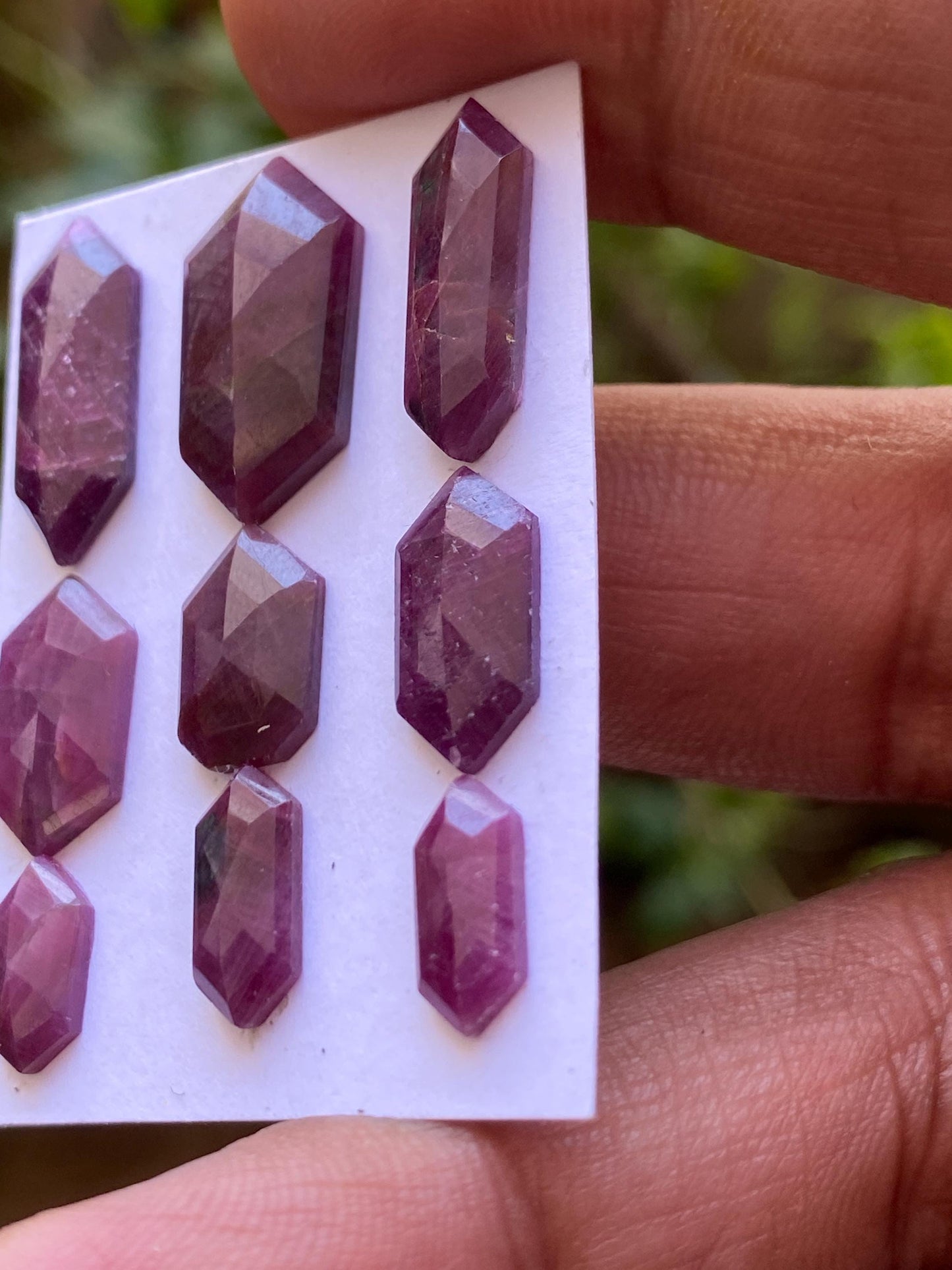 Impressive  Rare Kenya mines ruby hexagon step cut wt 31.85 cts  pcs 9 size 10.3x5.5mm-19x10mm ruby stepcut hexagon flatbacks