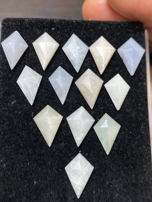 Fantastic Rare white multi sapphire kite step cuts weight 46 cts  pcs 13 size 14.8x8mm sapphire stepcut kite flatbacks