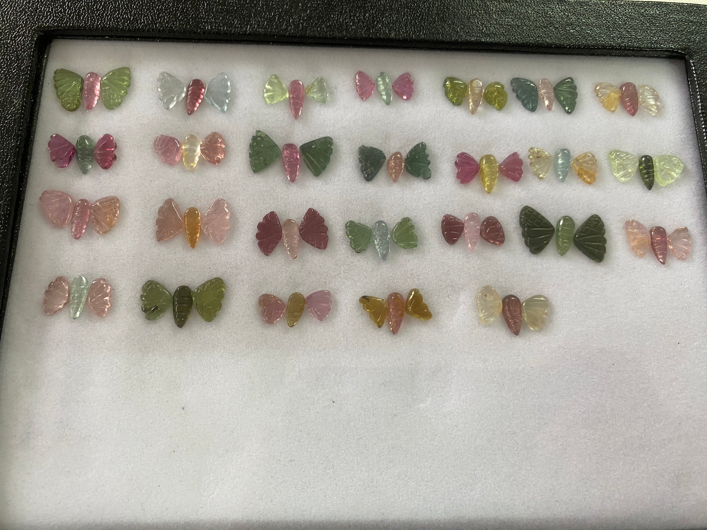 Amazing very Rare Watermelon tourmaline butterfly hand carved set pcs 78 wt 65.5 cts size watermelon tourmaline butterfly carving