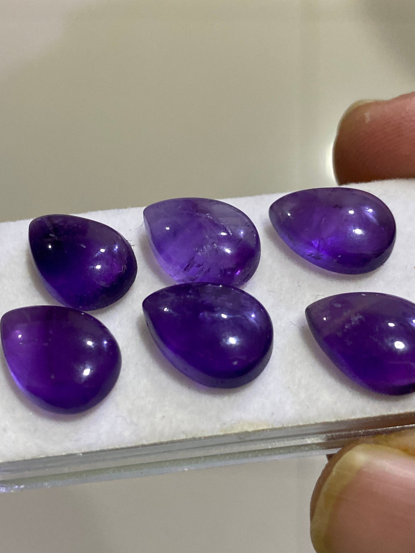 Amethyst pear cabochon natural amethyst pcs 6 wt 35 carats size 14x10mm amethyst cabochon pear