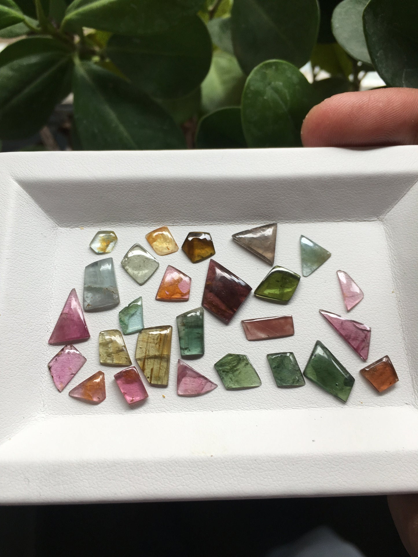 Amazing geometric shape smooth polished watermelon tourmaline flatbacks 6.4x5.3mm to 11.4x9.3mm 21 carats 26 Pcs