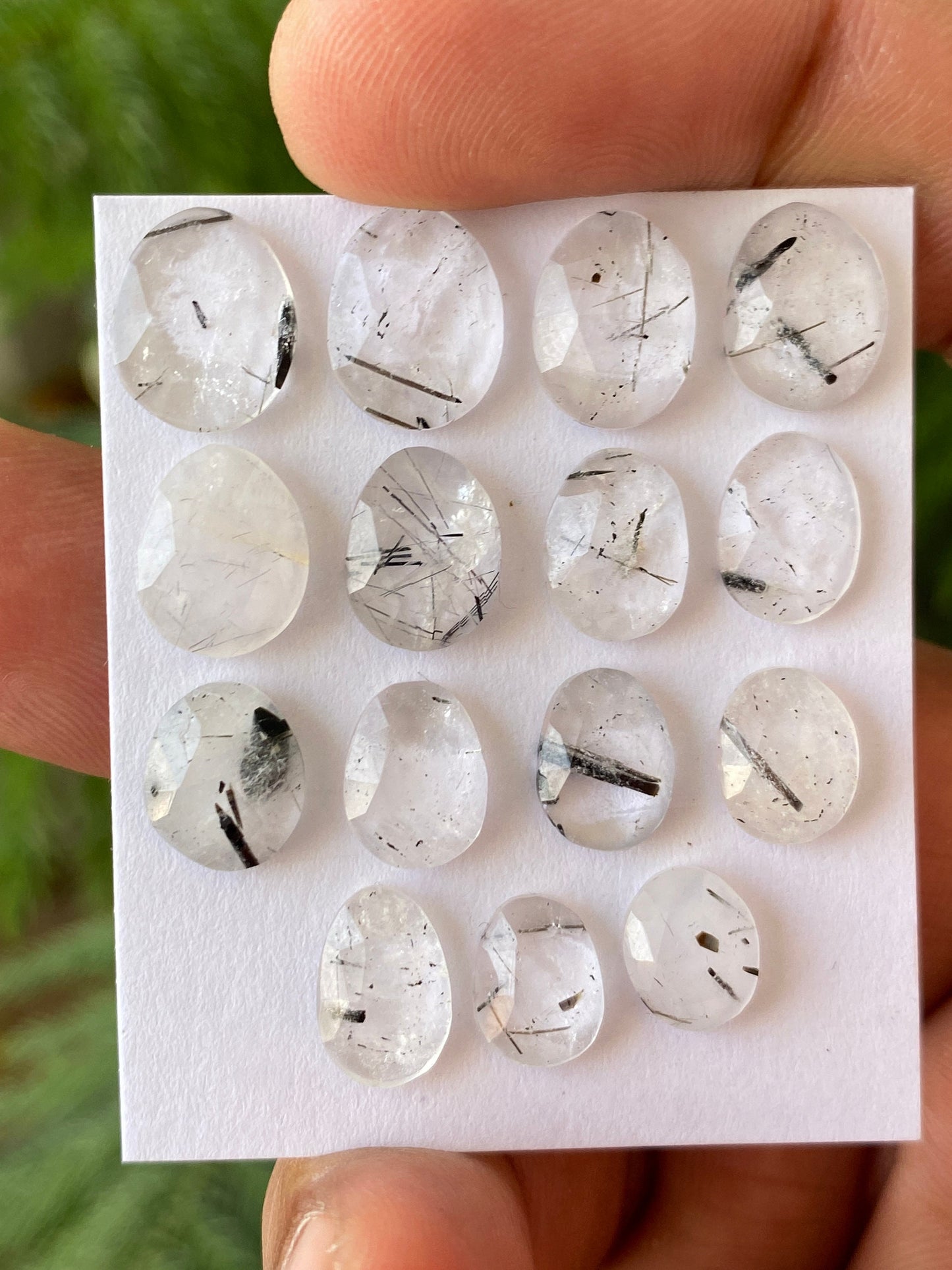 Amazing Tourmalinated  quartz rosecut Zambian mines rosecut gems size 9x7mm-11x10mm Pcs 15 wt 32 cts quartz rosecut gems