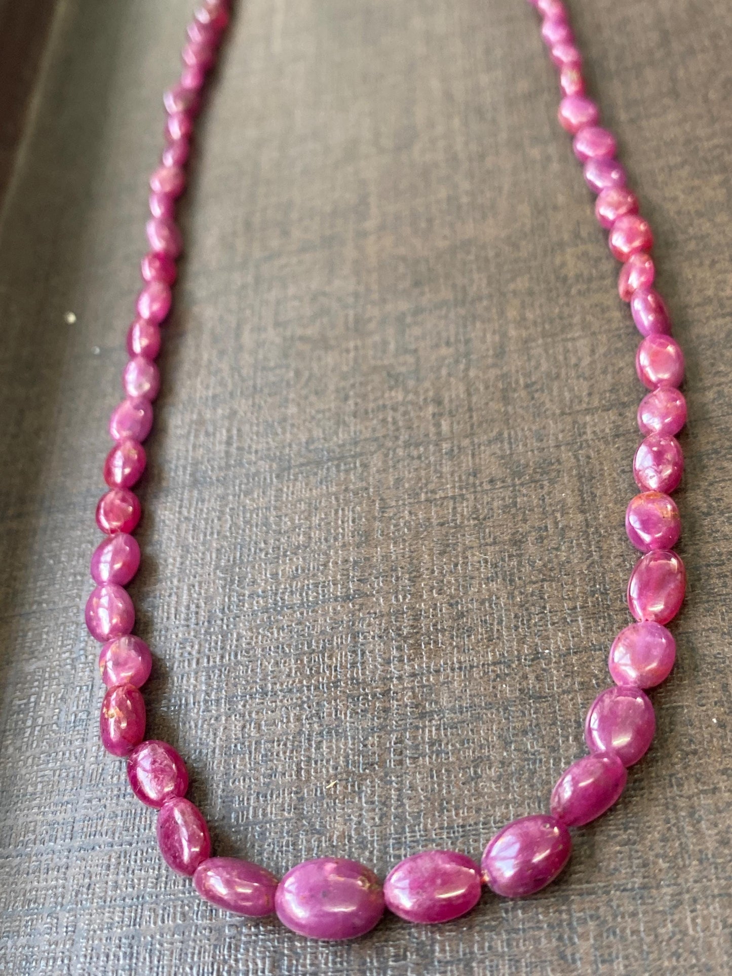 Rare Natural Ruby necklace smooth polished ruby oval nuggets weight 72.85 carats size 4.9x3.9mm-9.3x6.8mm Lth 17 Inches ruby