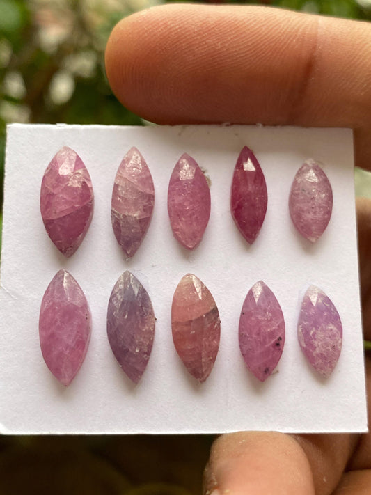 Nice rare natural rosecut pink sapphire wt 37 cts size 12x5-15x7mm Pcs 10 unheated untreated natural ruby rosecut sapphire