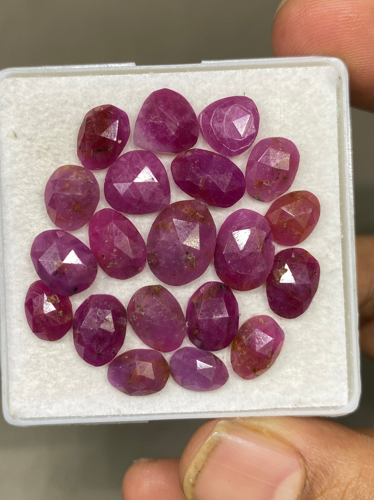 Amazing natural unheated untreated pink ruby rosecut flats amazing color mixed shapes wt 42 cts pcs 20 size 8.5x6.4mm-12x9.5mm ruby rosecut