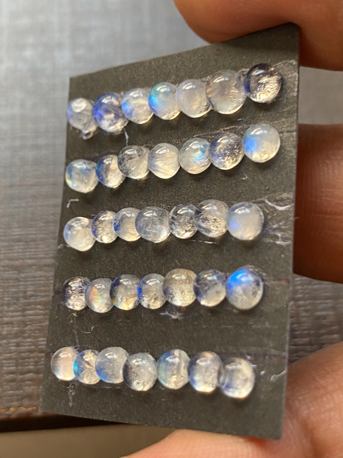 White rainbow moonstone cabochons wholesale lot pcs 35 weight 13.55 carats size 4mm round cabochons