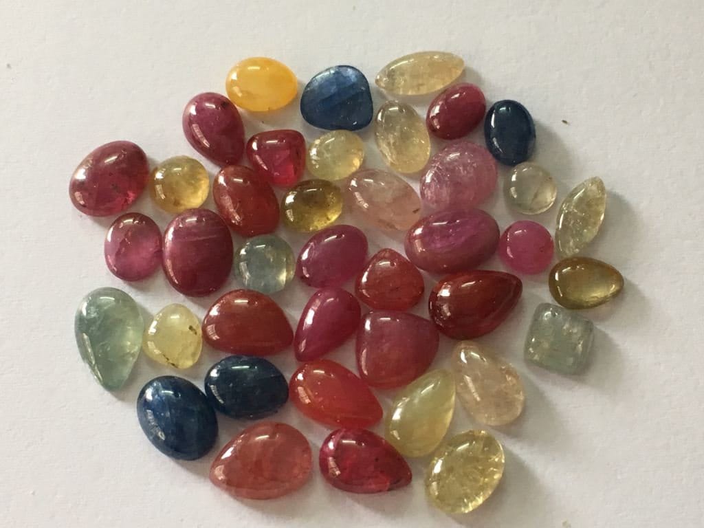 Colorful rare fine quality umba sapphire natural unheated untreated sapphire flat cabochons wt 56.80 carats pcs 41  natural sapphire