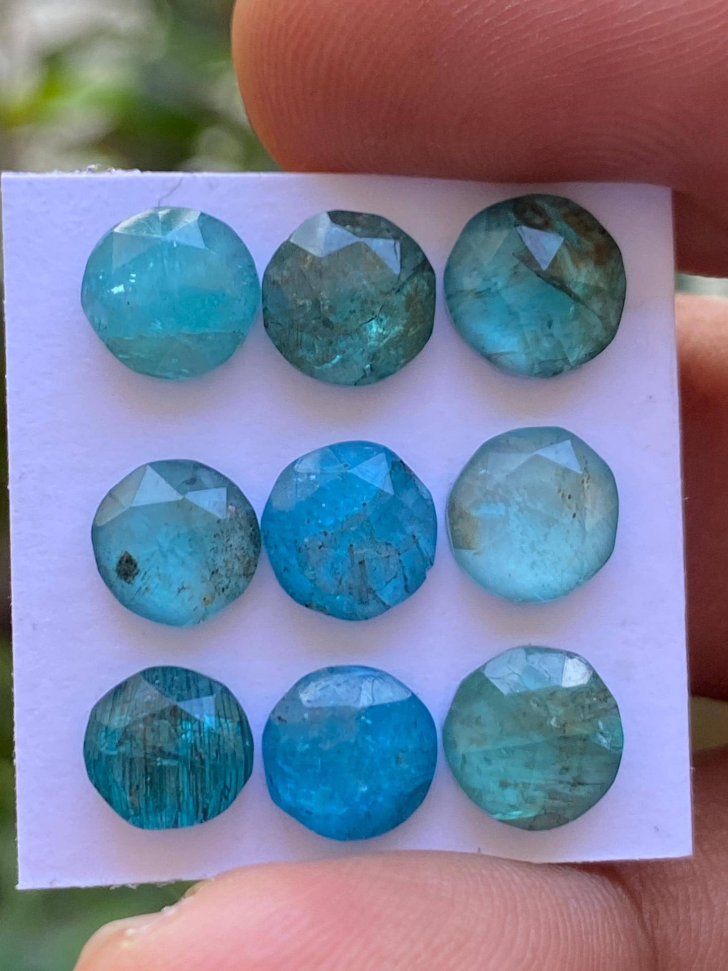 Gorgeous Blue green apatite round rosecut wholesale lot weight 14.75 carats pcs 9 rosecut blue apatite flats  size 6.8-7mm apatite rosecut