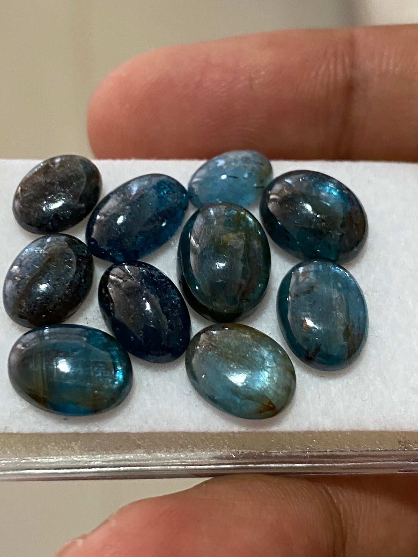 rare teal kyanite oval cabochons fine quality wt 31 cts size 8.7x6mm-11.8x8.5mm pcs 10 ink blue kyanite oval smooth cabs