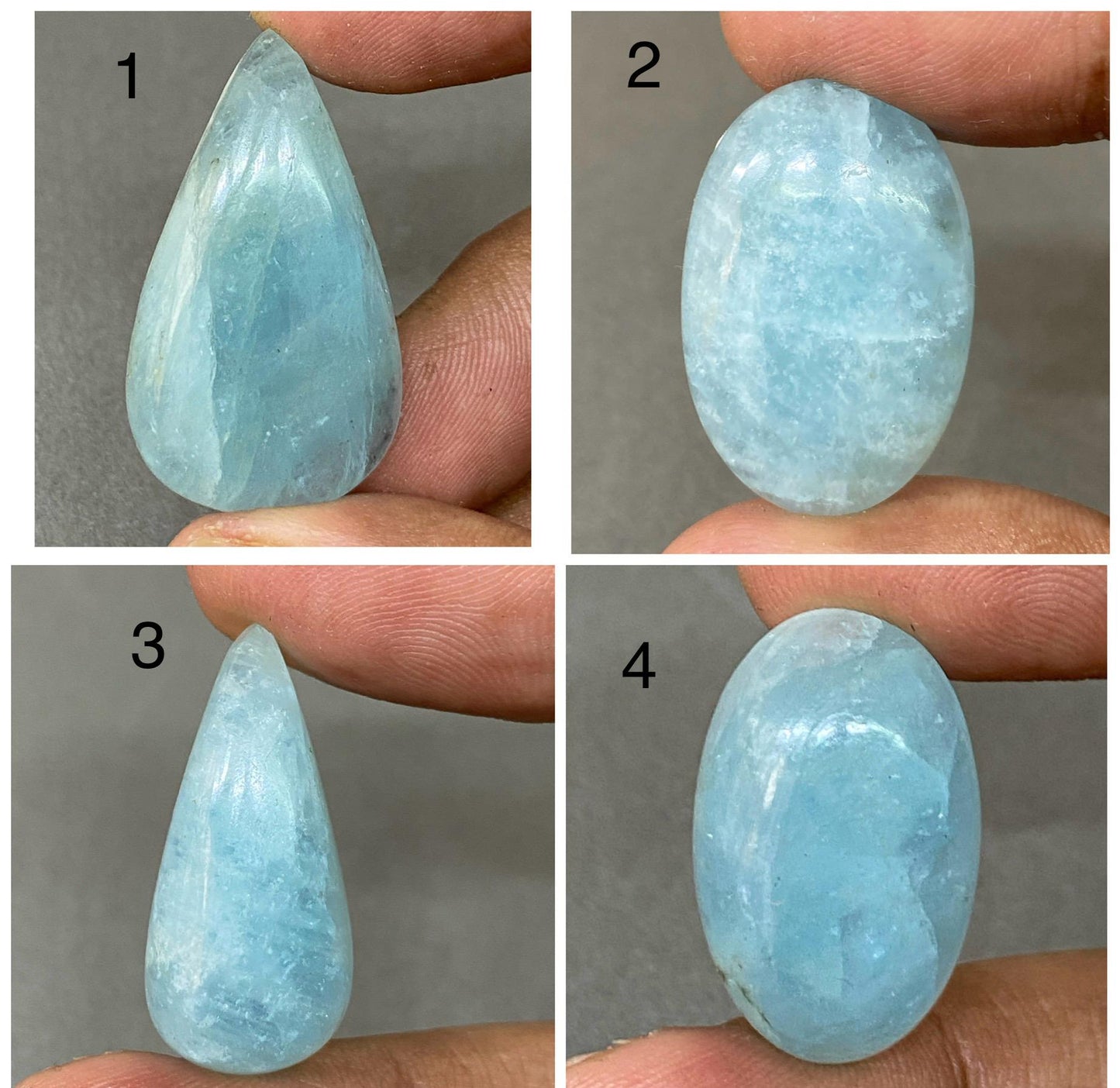 Rare blue milky Aquamarine mix  shape cabochons Fine quality