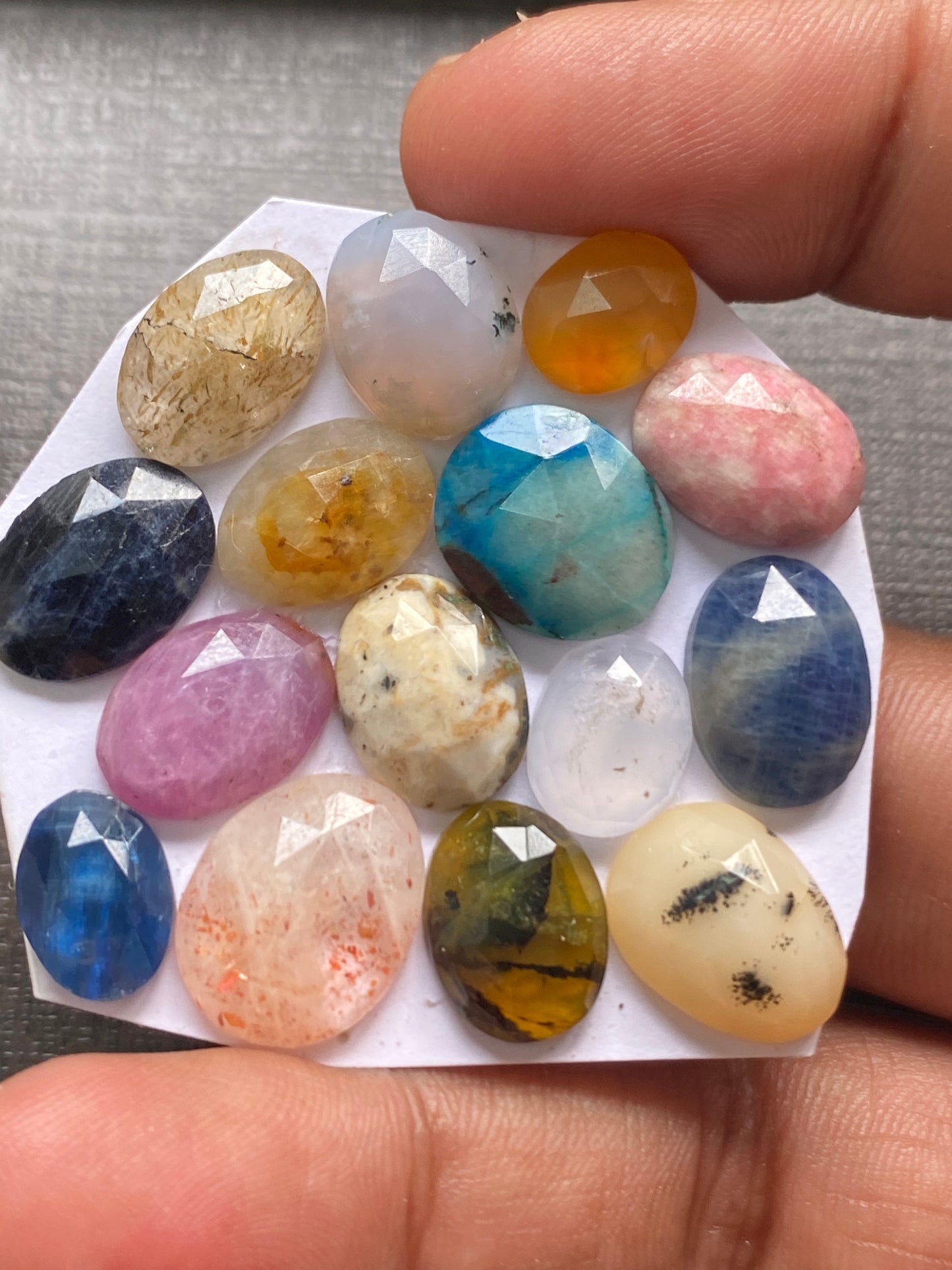 Gorgeous multi stones kyanite sunstone sapphire Montana agate chrysocolla carnelian rosecut pcs 15 weight 73 carats size 10x8-16x12mm