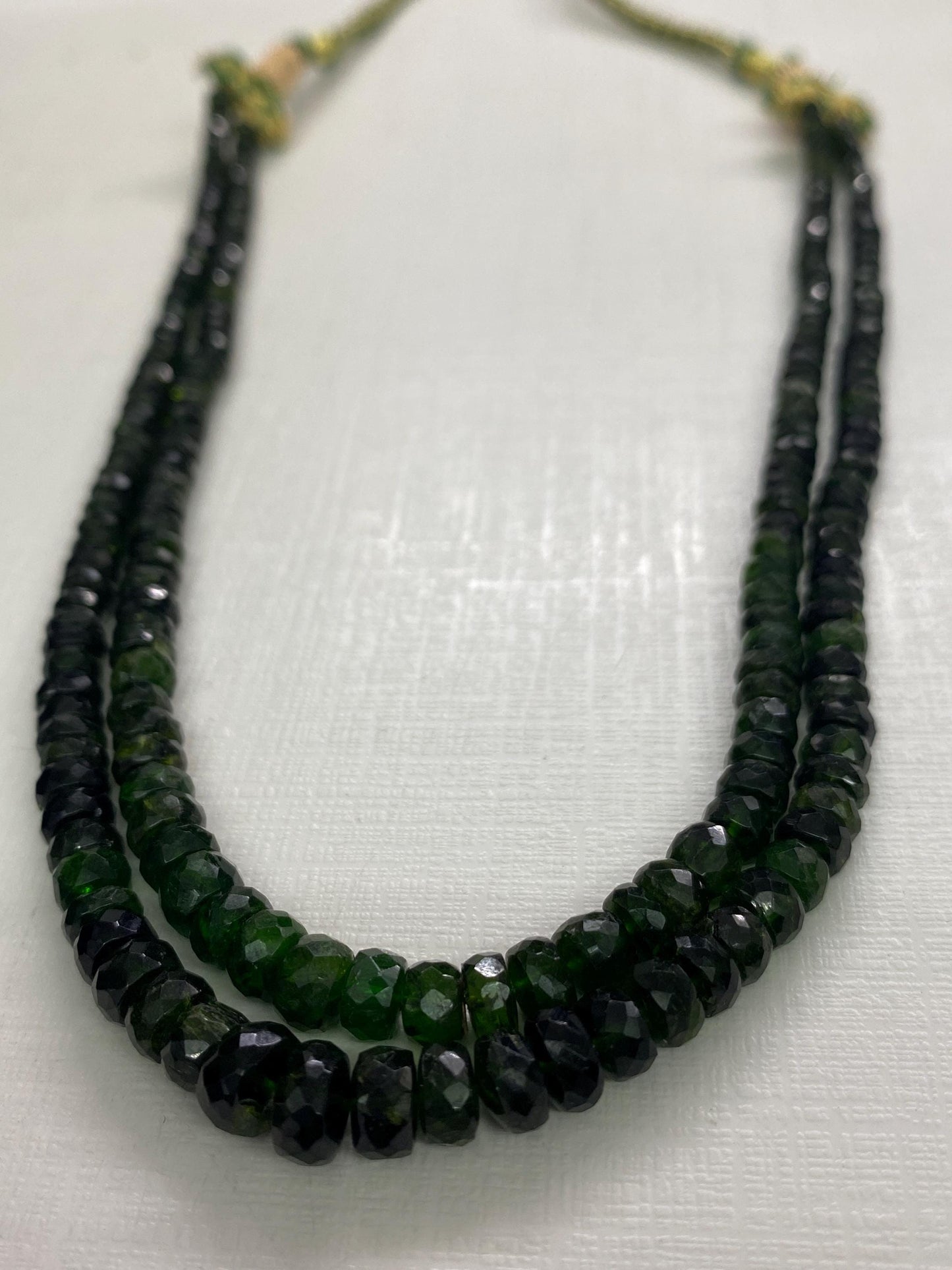 Rare green chrome diopside faceted beads rare necklace 3.5mm-6mm weight 153 length 15 and 16 inches