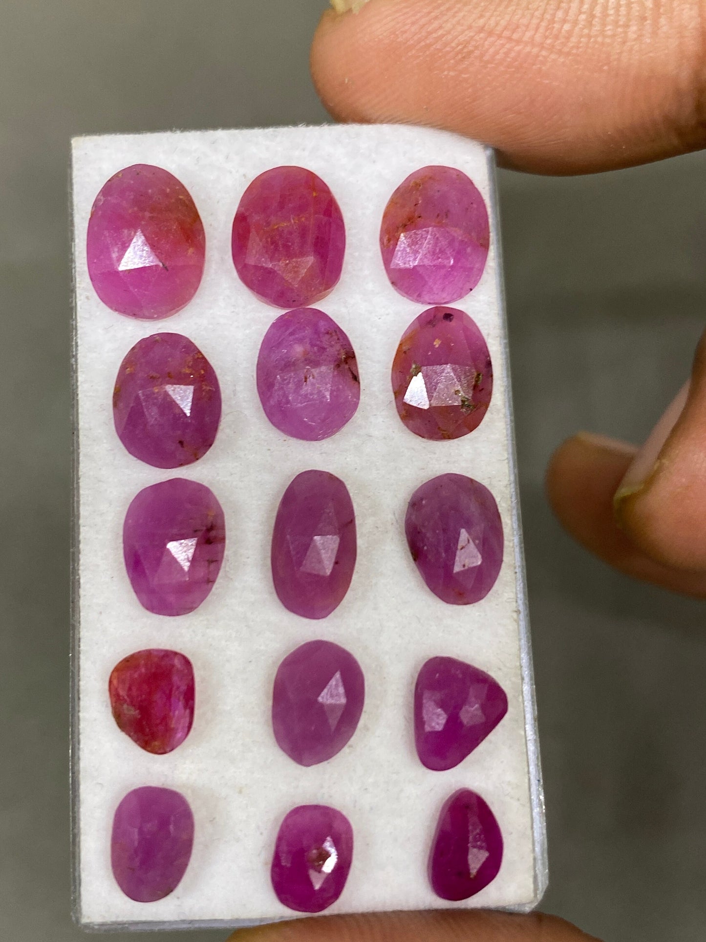 Amazing natural unheated untreated ruby rosecut flats amazing color mixed shapes wt 24.20 cts pcs 15 size 6.5x5mm-10.7x8mm ruby rosecut