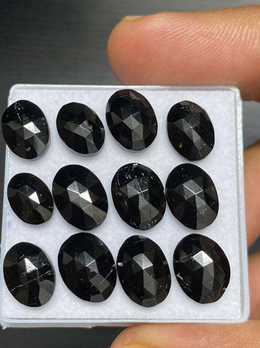 Gorgeous rare  Black tourmaline rosecut wholesale lot weight 31.75 cts pcs 12 size  9.6x6.9mm-11.8x8.5km rosecut black tourmaline ovalish