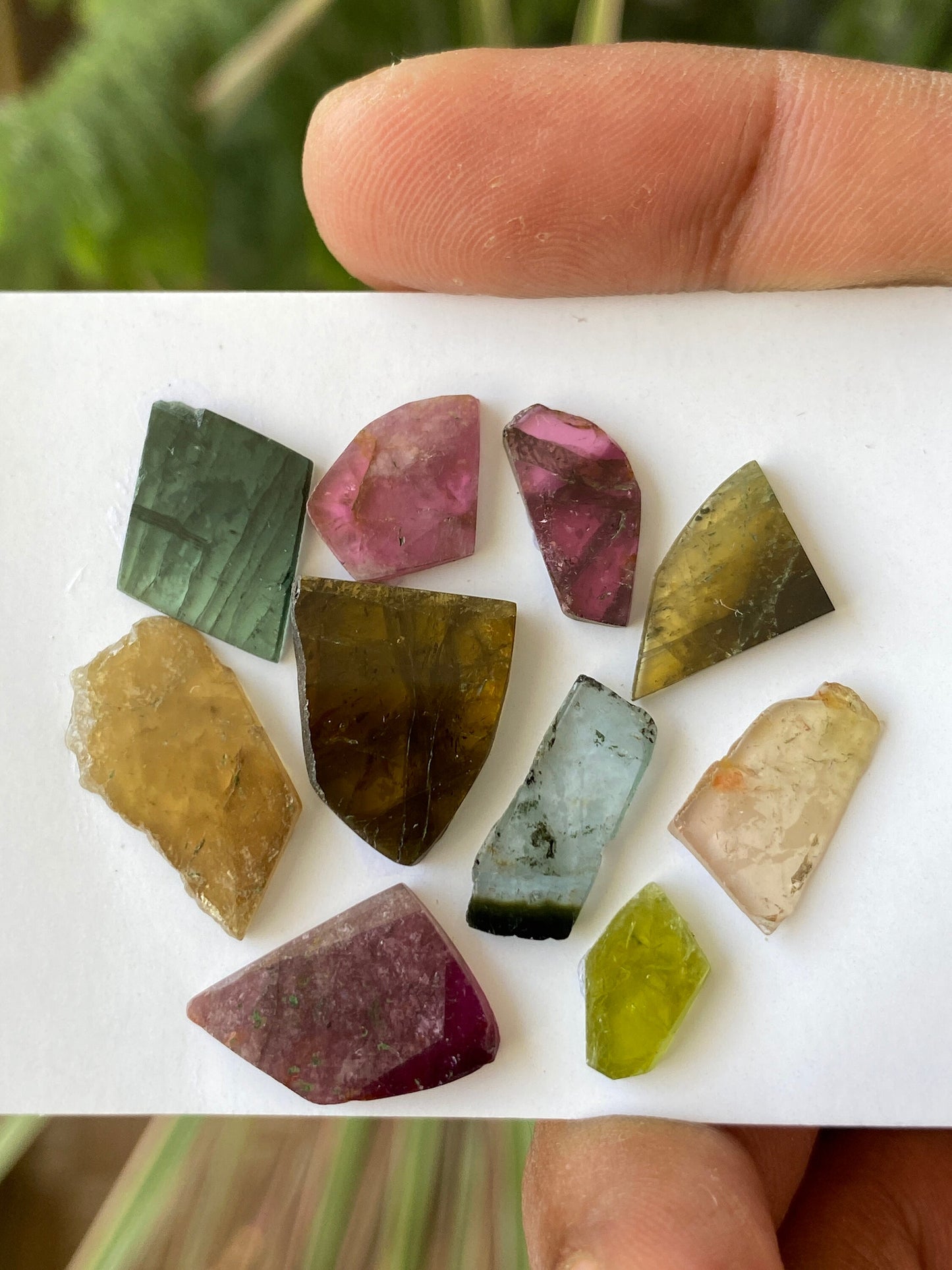 Superb Watermelon multi tourmaline geometric cut flats lot fine quality wt 33 cts size 12x7mm-17x14mm pcs 10 natural tourmaline geometric