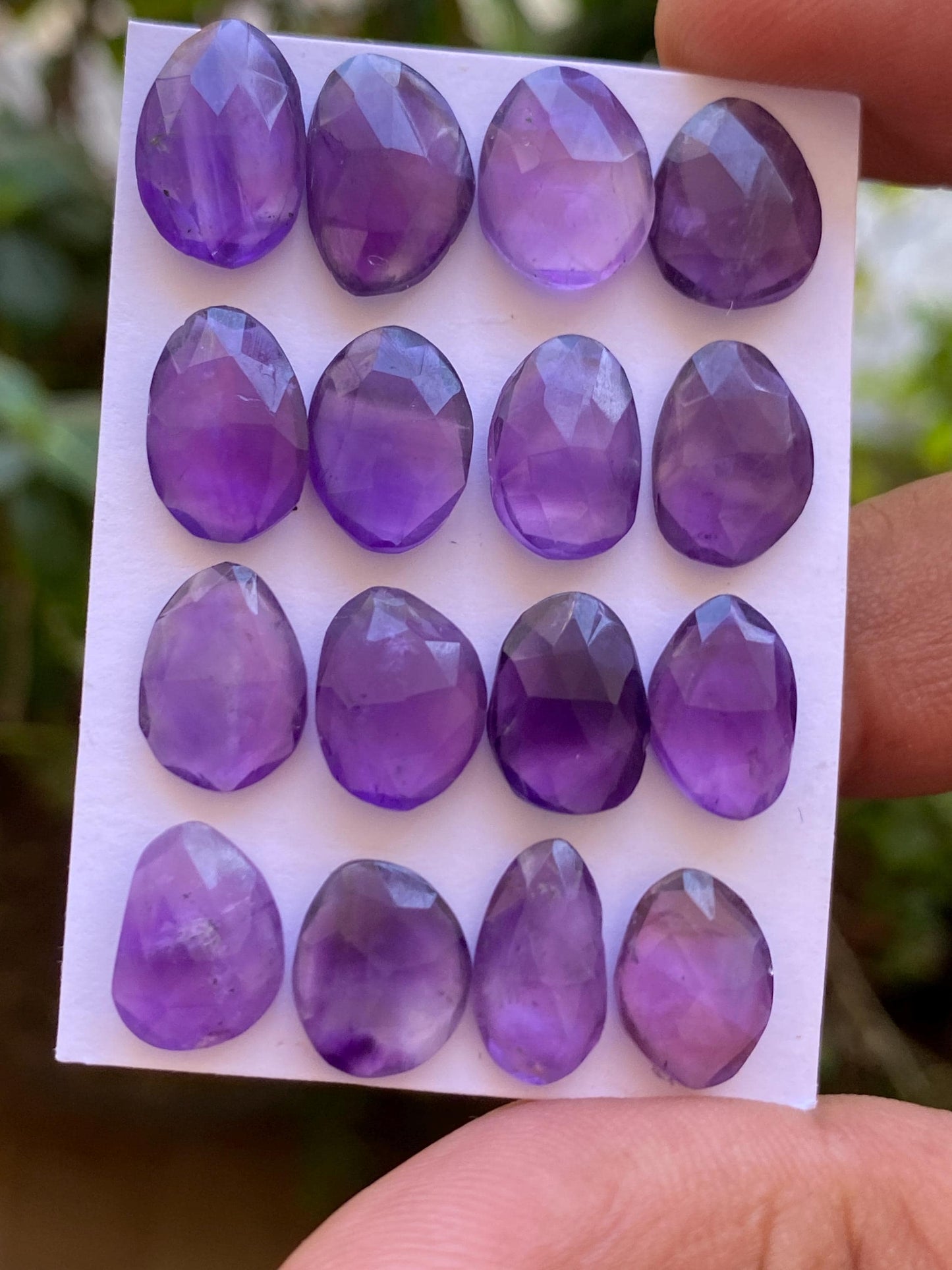 Lovely amethyst rosecut flatback beautiful fine polish and cutting weight 45 carats size  11x9-13x9mm pcs 16 rosecut amethyst