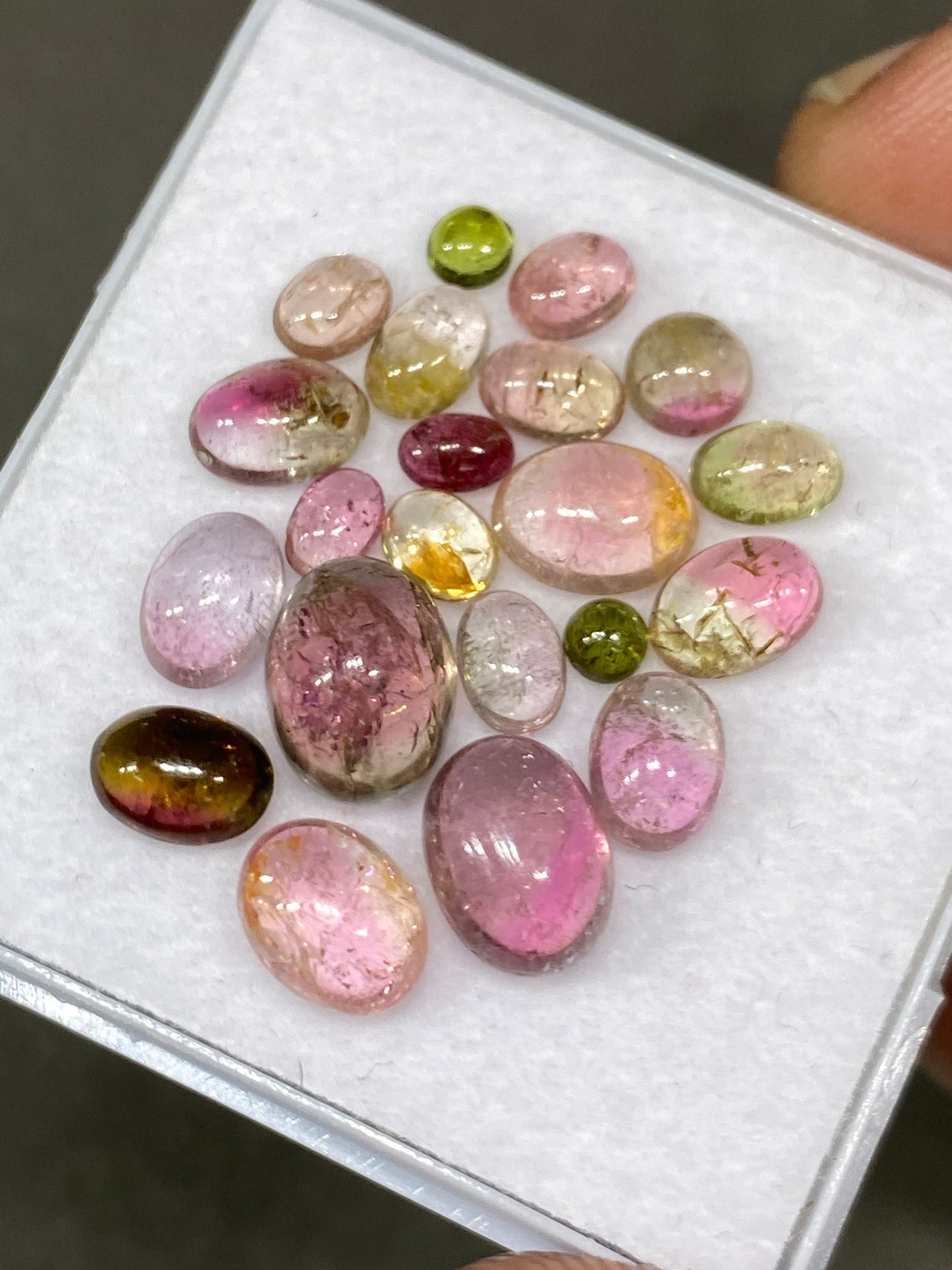 Extremely rare watermelon bi color tourmaline oval cabochons aaa quality size 3mm-9x7mm fine quality pcs 20 wt 17 cts tourmaline cabochons