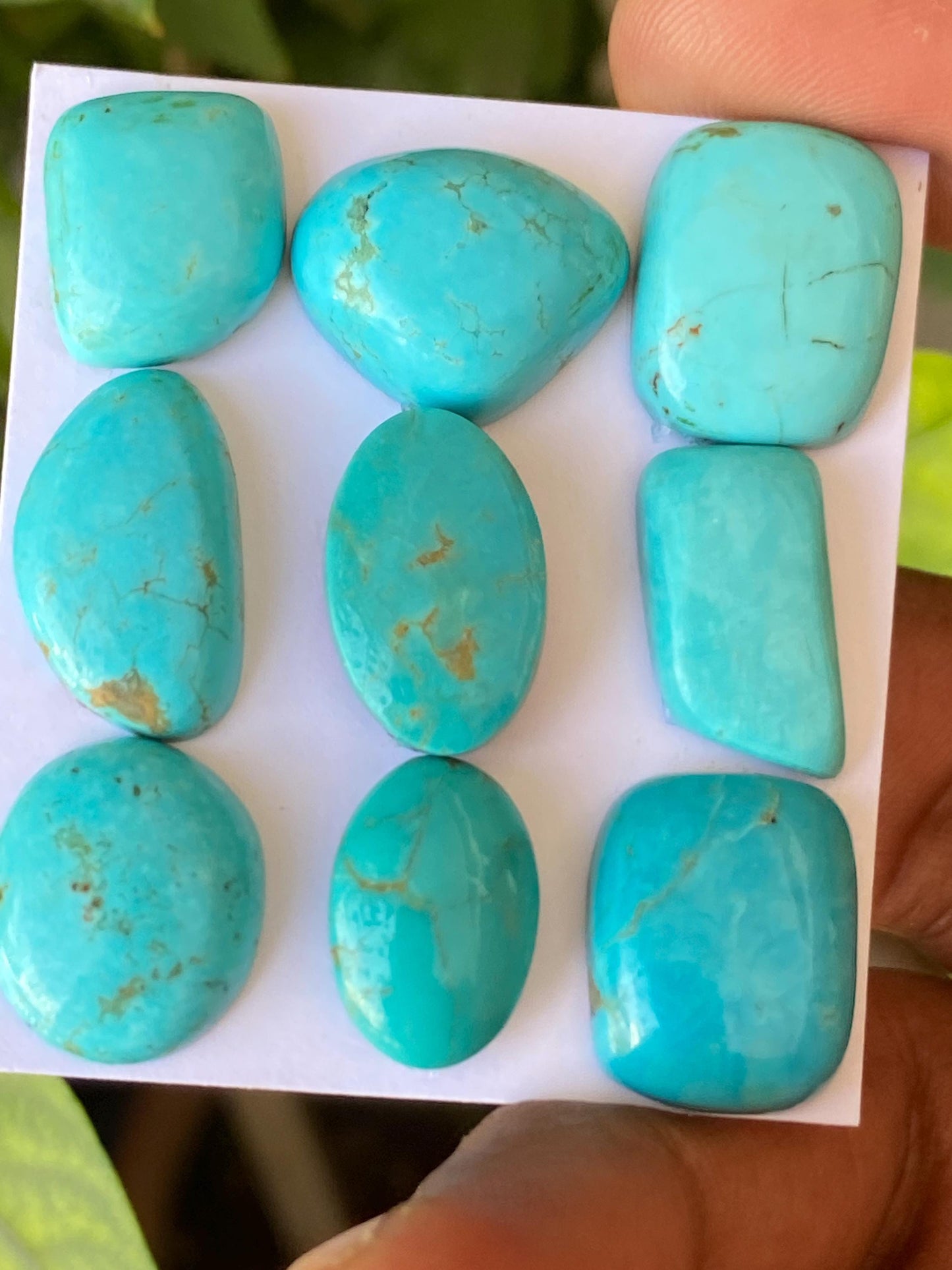 Rare Arizona mines Turquoise cabochons  natural smooth polished ovals fancy pears pcs 9 wt 80.50 carats 15x10-17x14mm turquoise cabochons