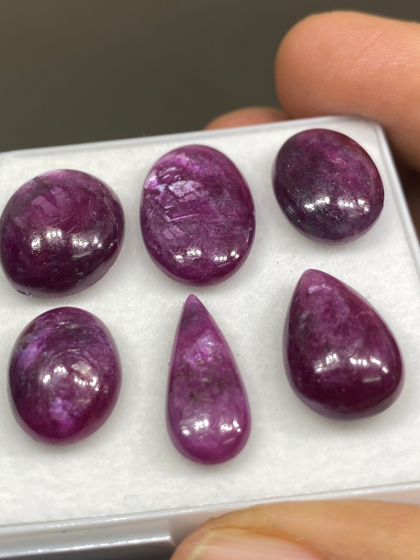 Mesmerising  Rare star sheen ruby cabochons mix oval pear shape ruby Longido mines ruby wt 67 cts pcs 6 size 15x11mm-21x13mm silky ruby cab