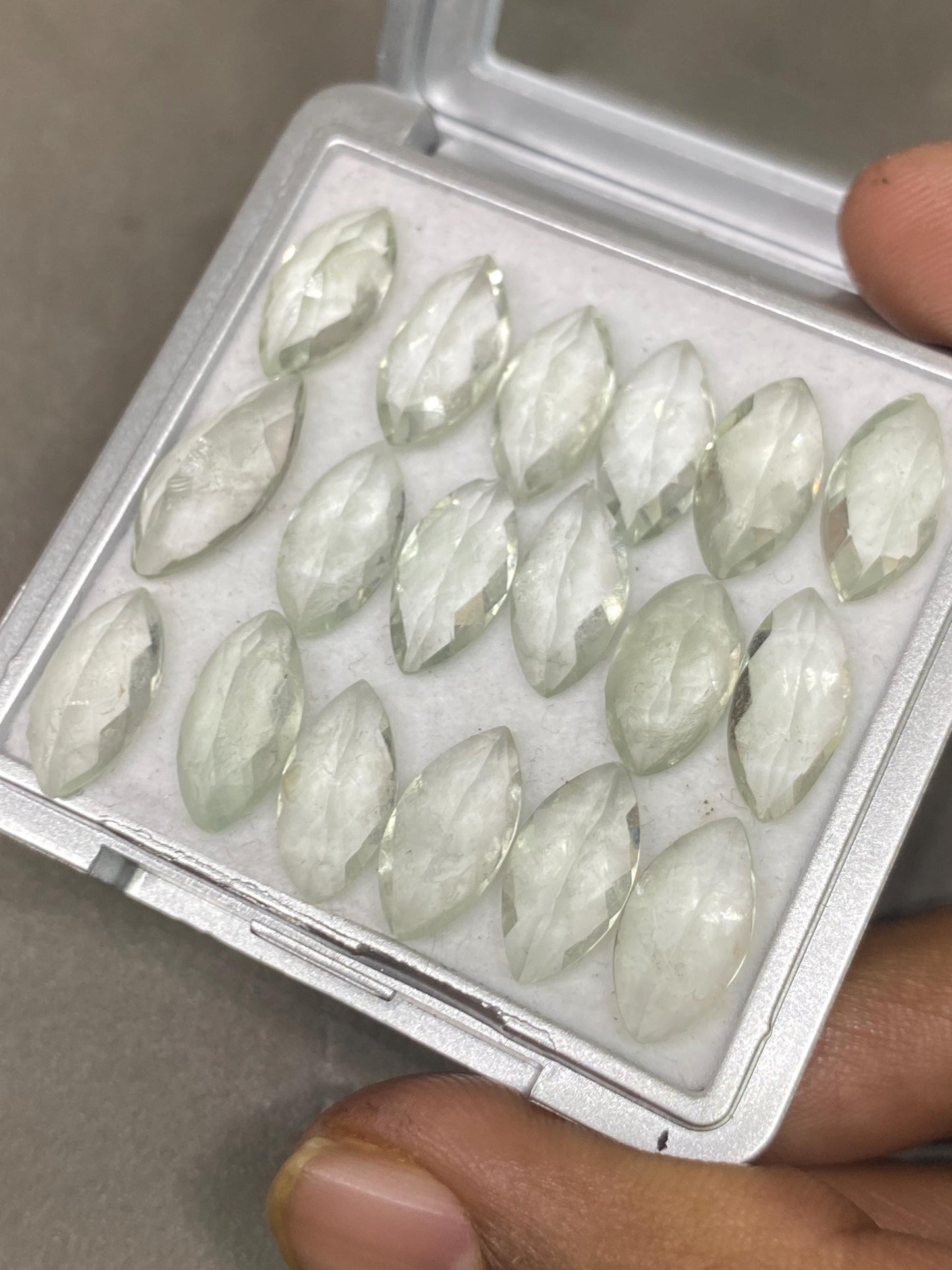 Vivacious Rare green amethyst marquise cutstones pcs 18 wt 39.30 cts size 13x7-16x7mm ideal for rings pendants green amethyst marquise