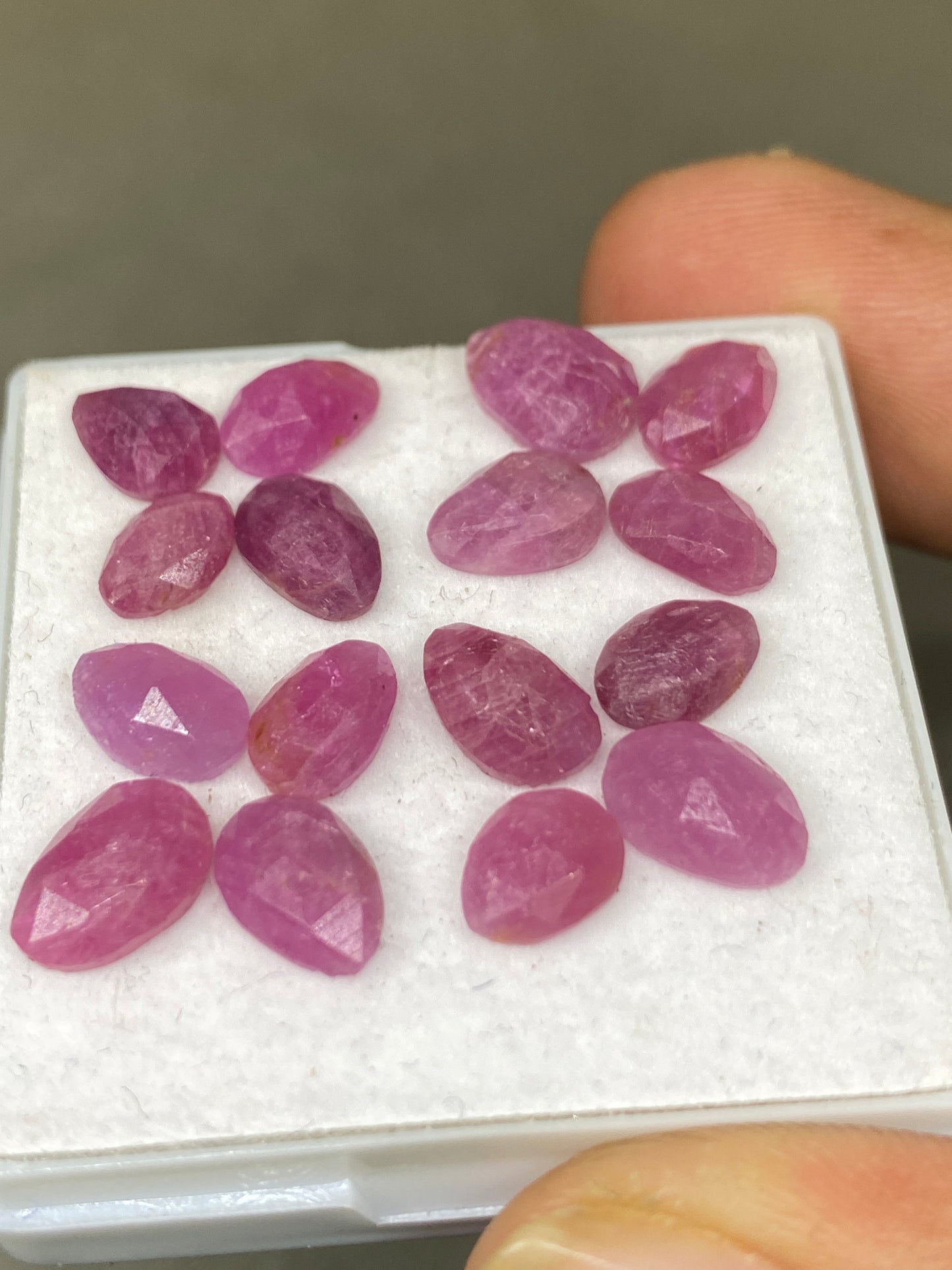 Enchanting very rare ruby pink sapphire rosecut lot pear oval pcs 16 wt 23 cts size 7.6x5.2-9x6mm unheated untreated mozambique ruby rosecut