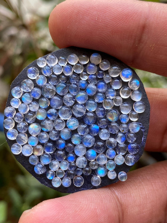 White rainbow moonstone cabochons wholesale lot pcs 120 weight 20 carats size 2mm-4mm round cabochons