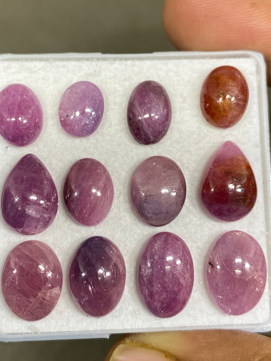 Rare natural pink sapphire cabochons smooth polished wt cts pcs 12 size 10x8mm-14x9mm unheated untreated natural ruby ideal for ring pendant