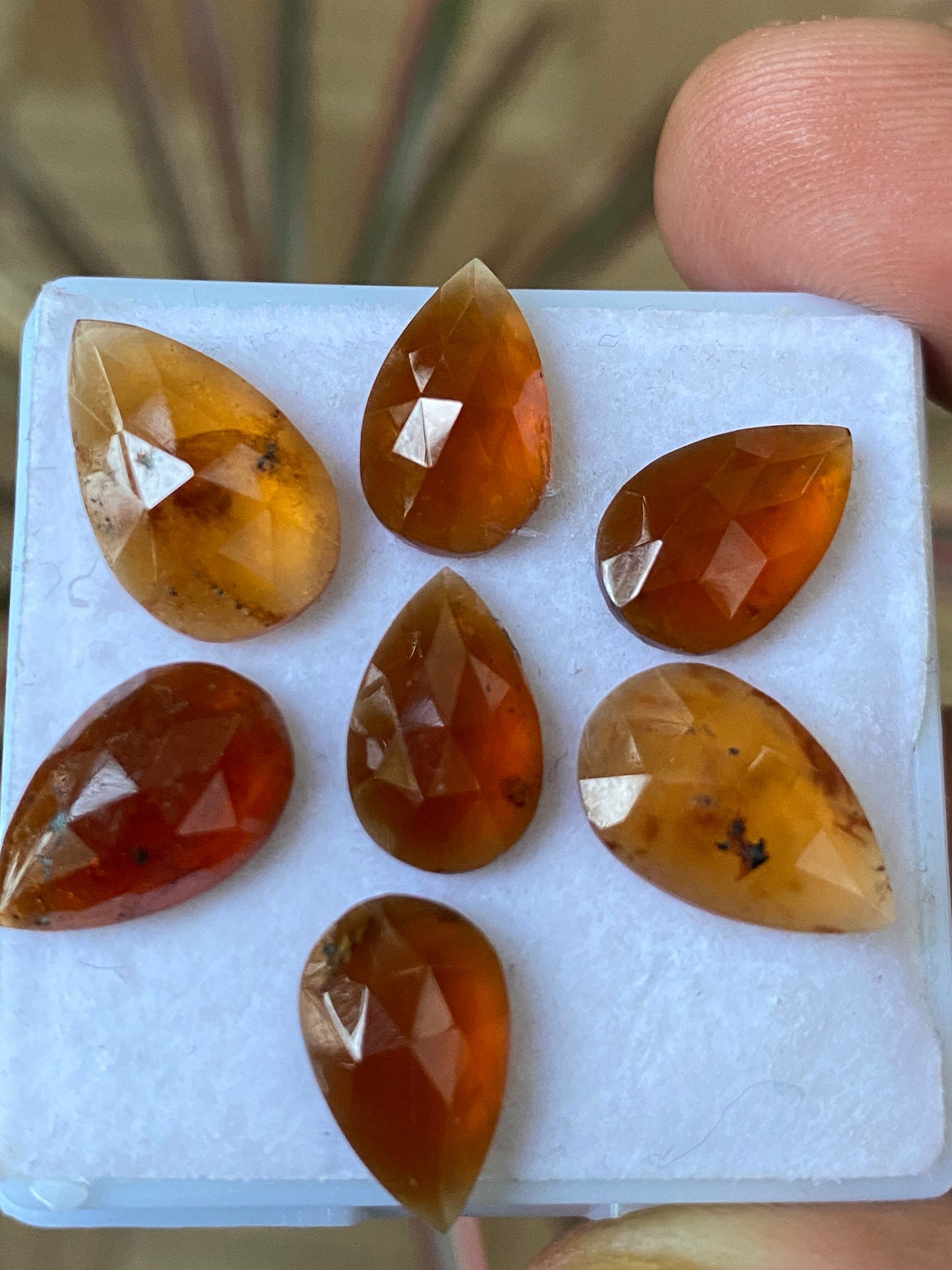 Nice hessonite orange garnet geometric pears rose cuts wt 32.35 carats  pcs 8 size 13.2x8.4mm-15x9.5mm Hessonite garnet stepcut hexagons