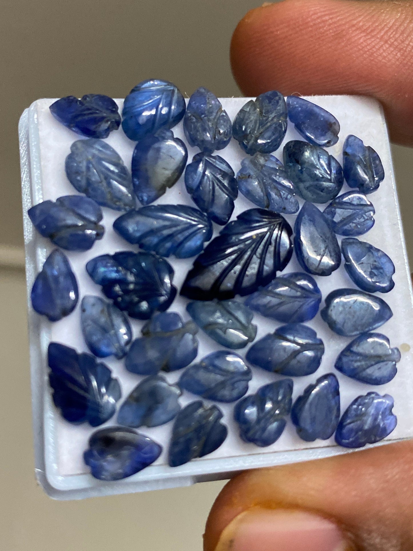 Burma Blue sapphire leaves carvings weight 34 carats Burmese ruby size 7x4.5mm-13.8x7mm pieces 34 burma mines ruby carvings rare burma ruby