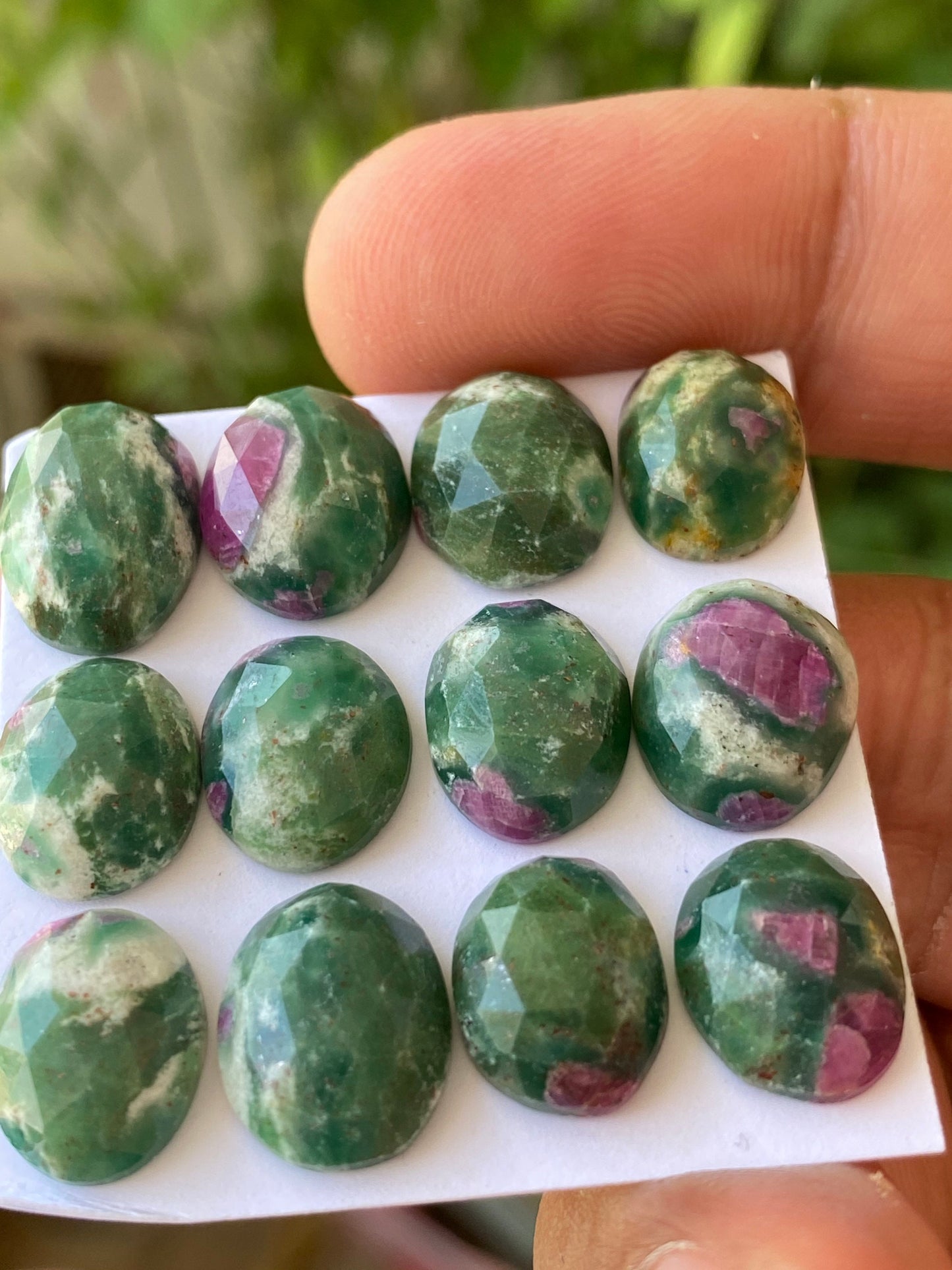 Fabulous rare natural ruby fuschite rosecut oval lot  pcs 12 wt 56 cts size 11.9x9.4mm-14.1x10.1mm  unheated untreated ruby rosecut